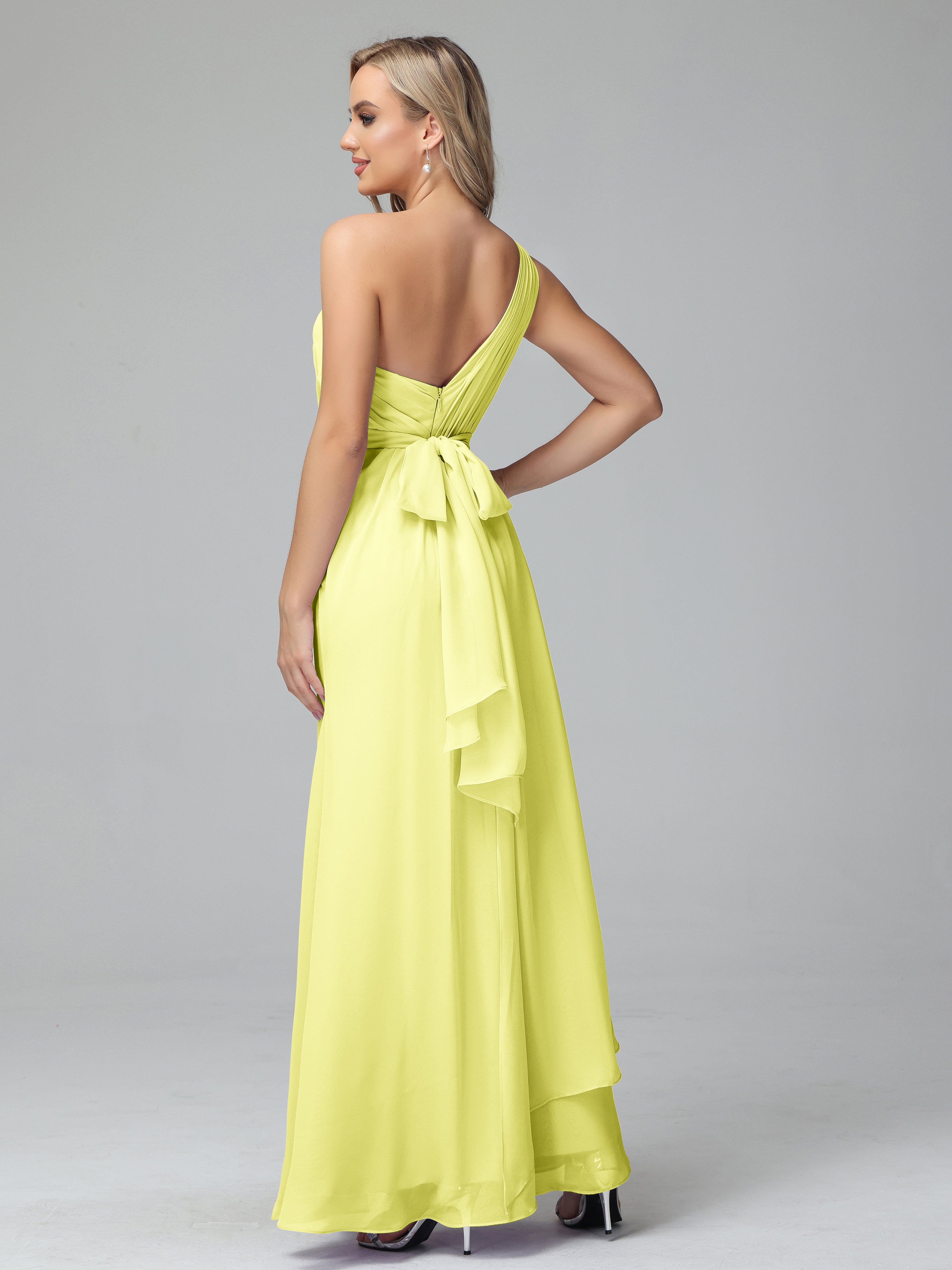 Daphne One Shoulder Chiffon Bridesmaid Dresses With Split