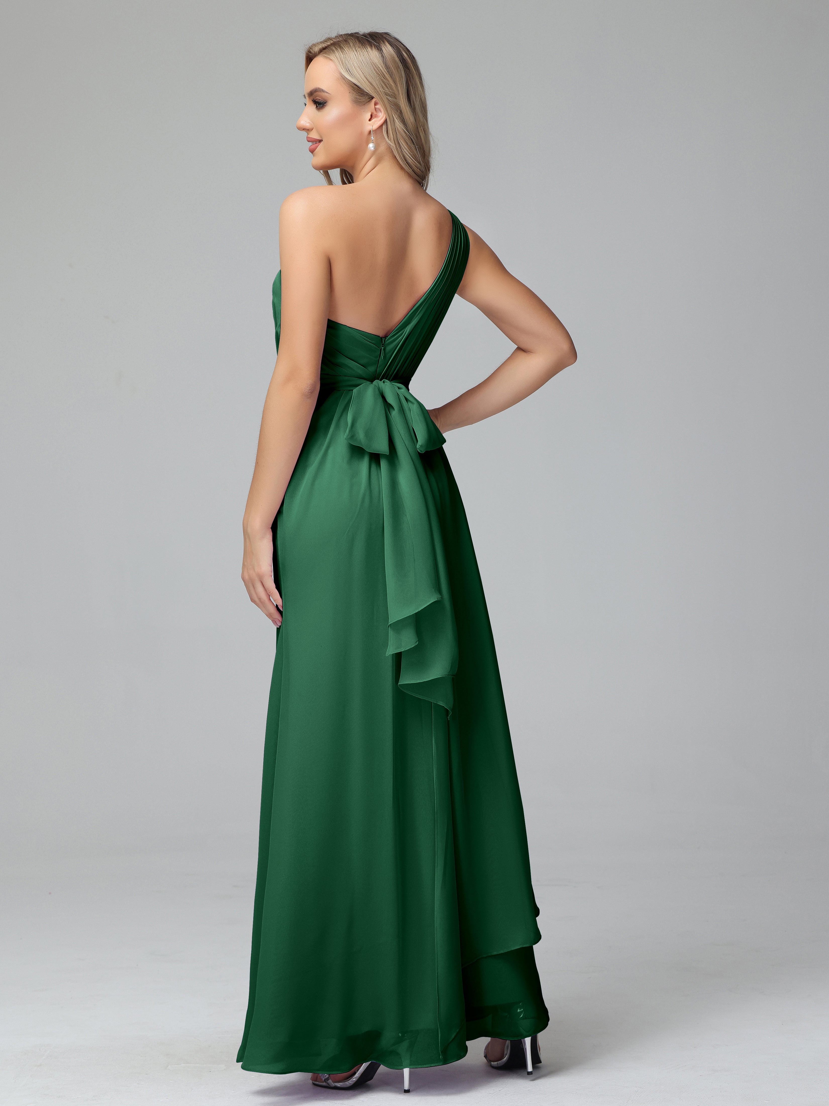 Daphne One Shoulder Chiffon Bridesmaid Dresses With Split