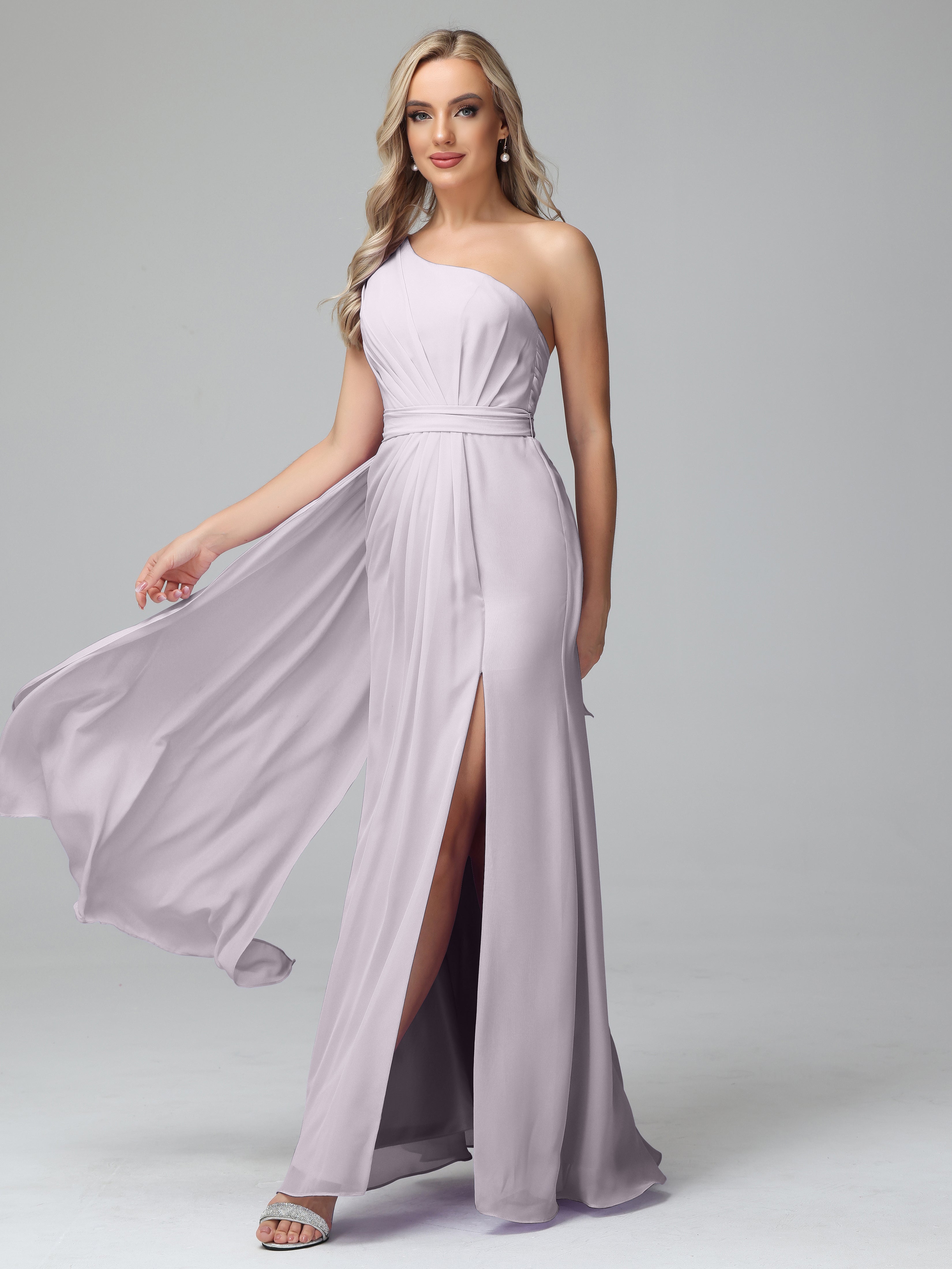 Daphne One Shoulder Chiffon Bridesmaid Dresses With Split