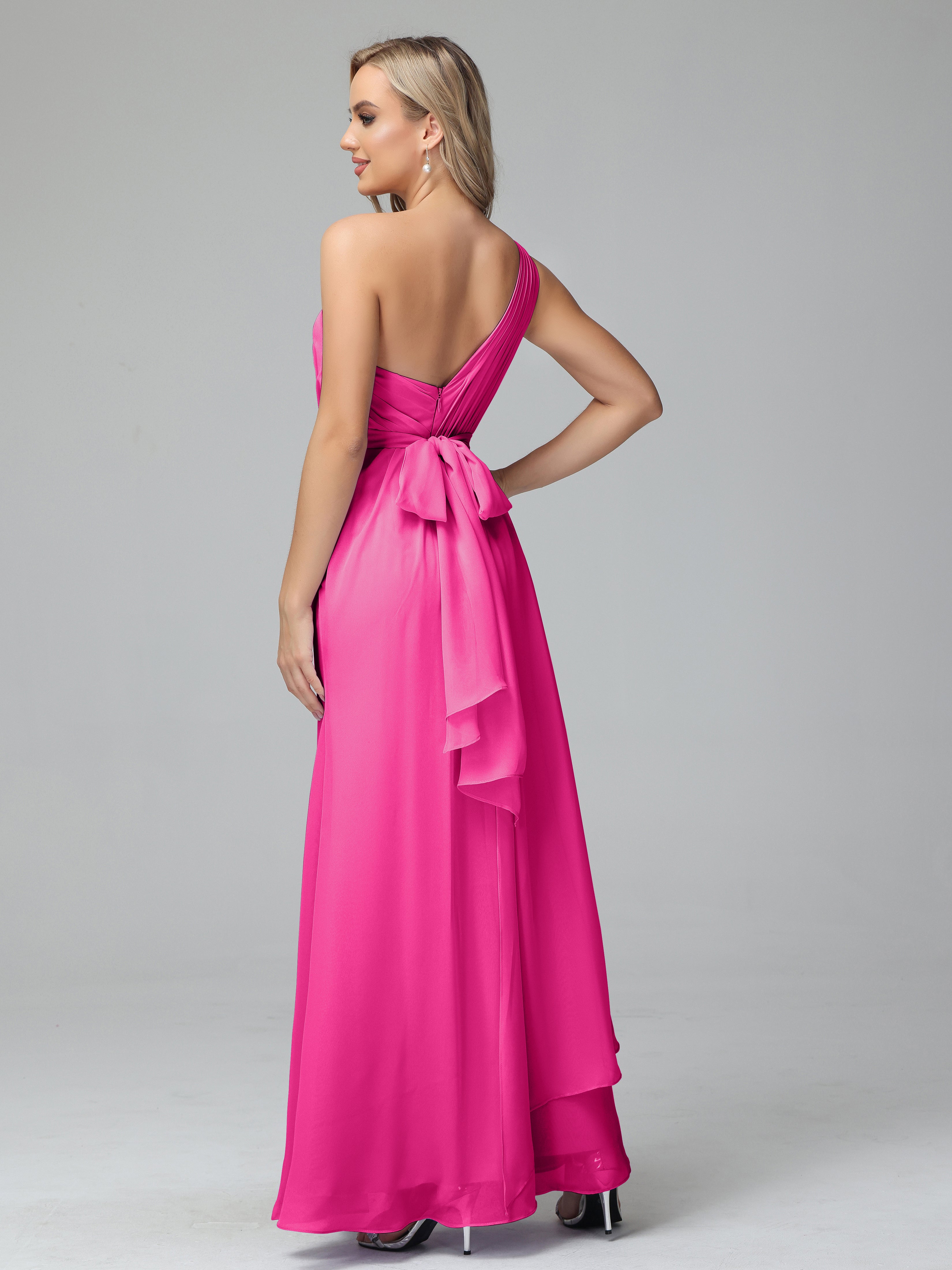 Daphne One Shoulder Chiffon Bridesmaid Dresses With Split