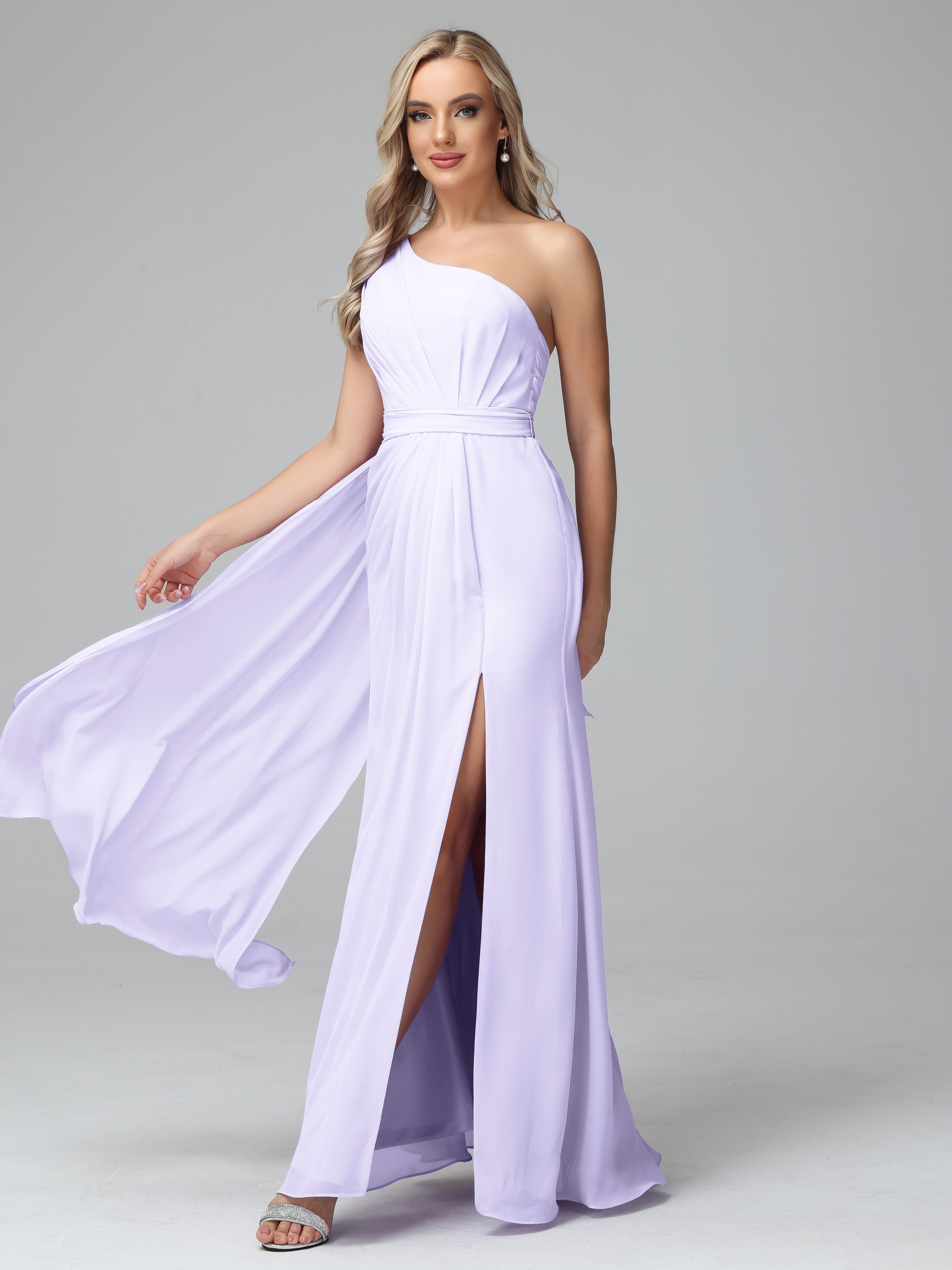 Daphne One Shoulder Chiffon Bridesmaid Dresses With Split