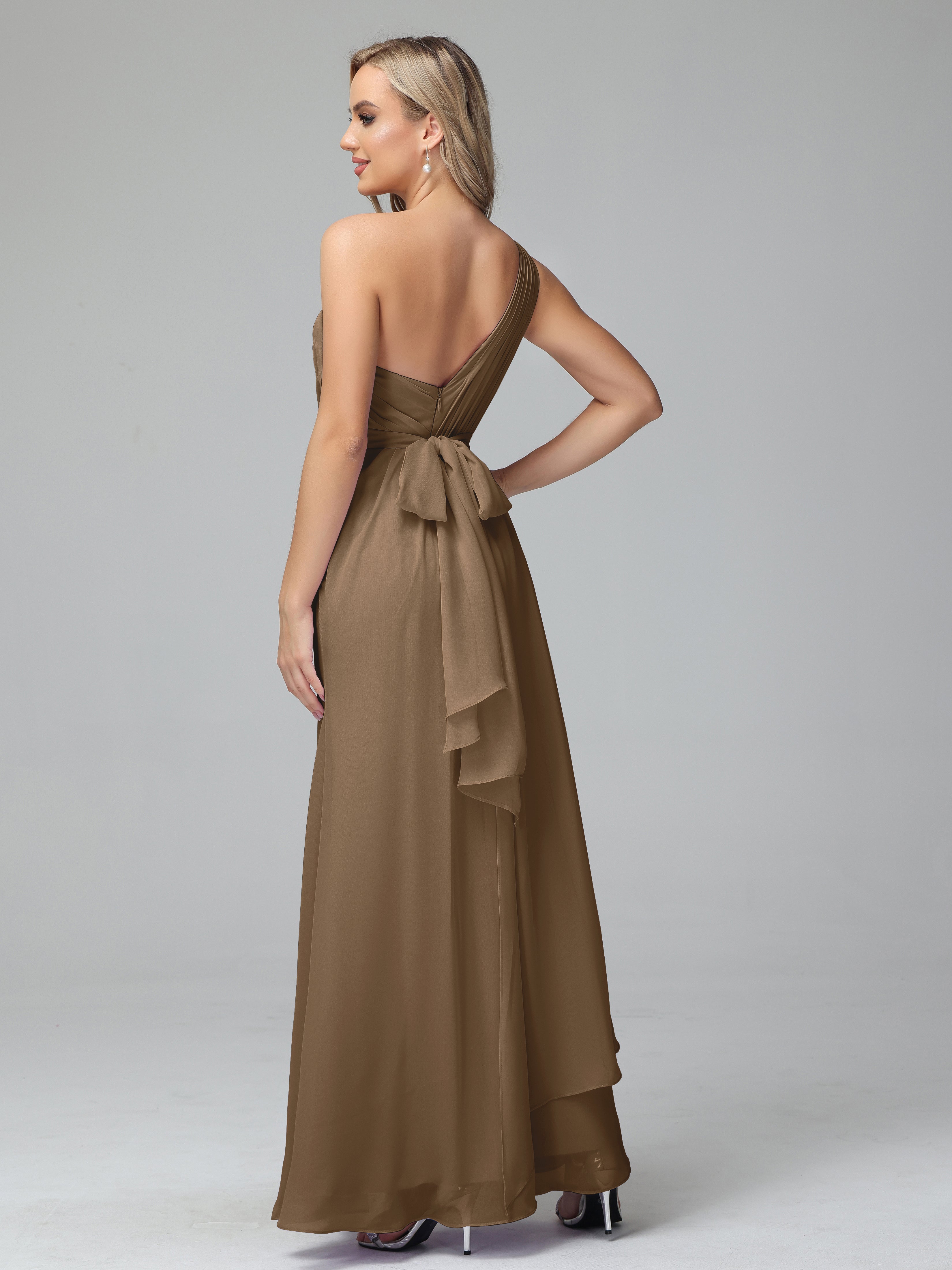 Daphne One Shoulder Chiffon Bridesmaid Dresses With Split