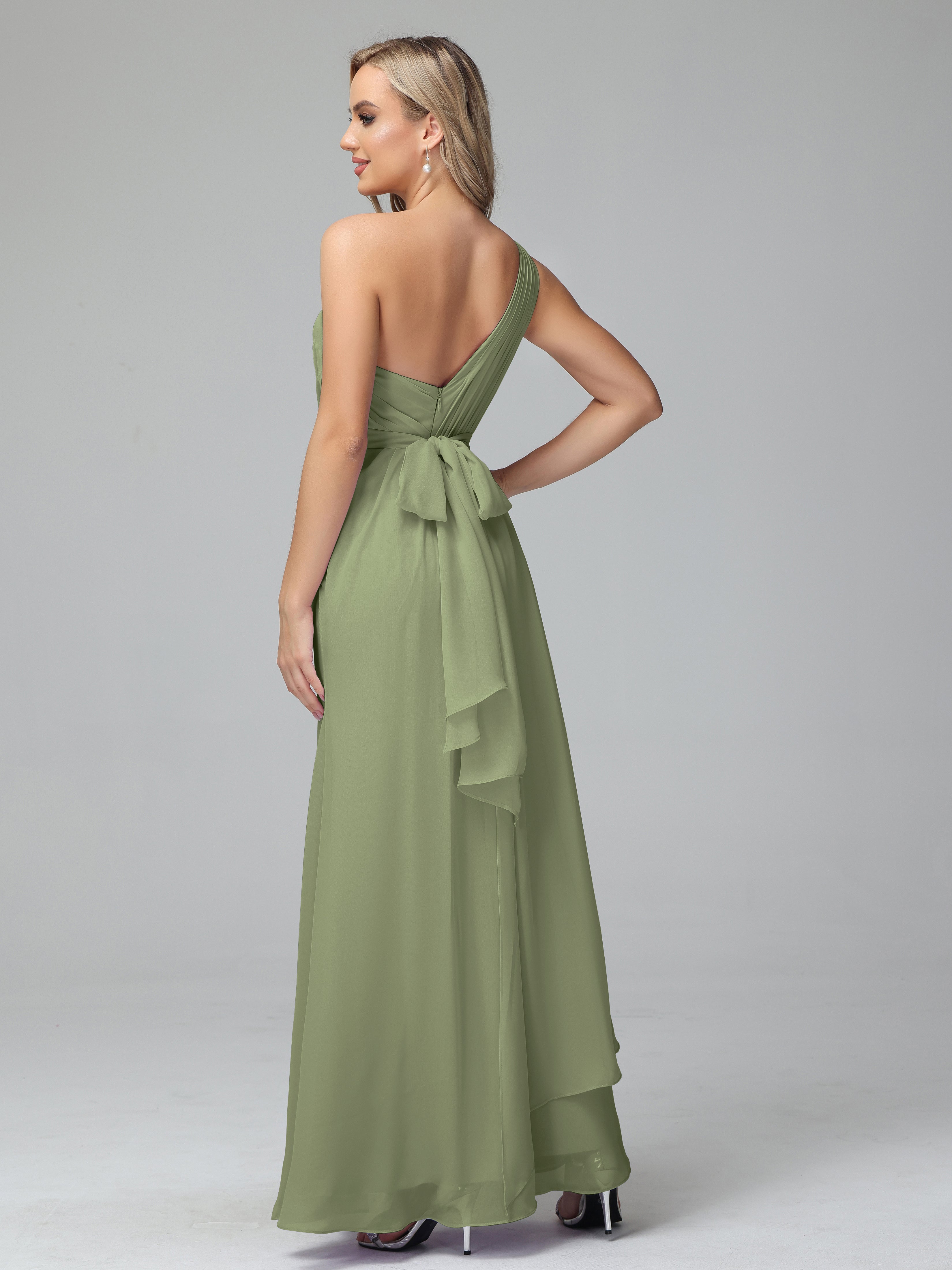 Daphne One Shoulder Chiffon Bridesmaid Dresses With Split