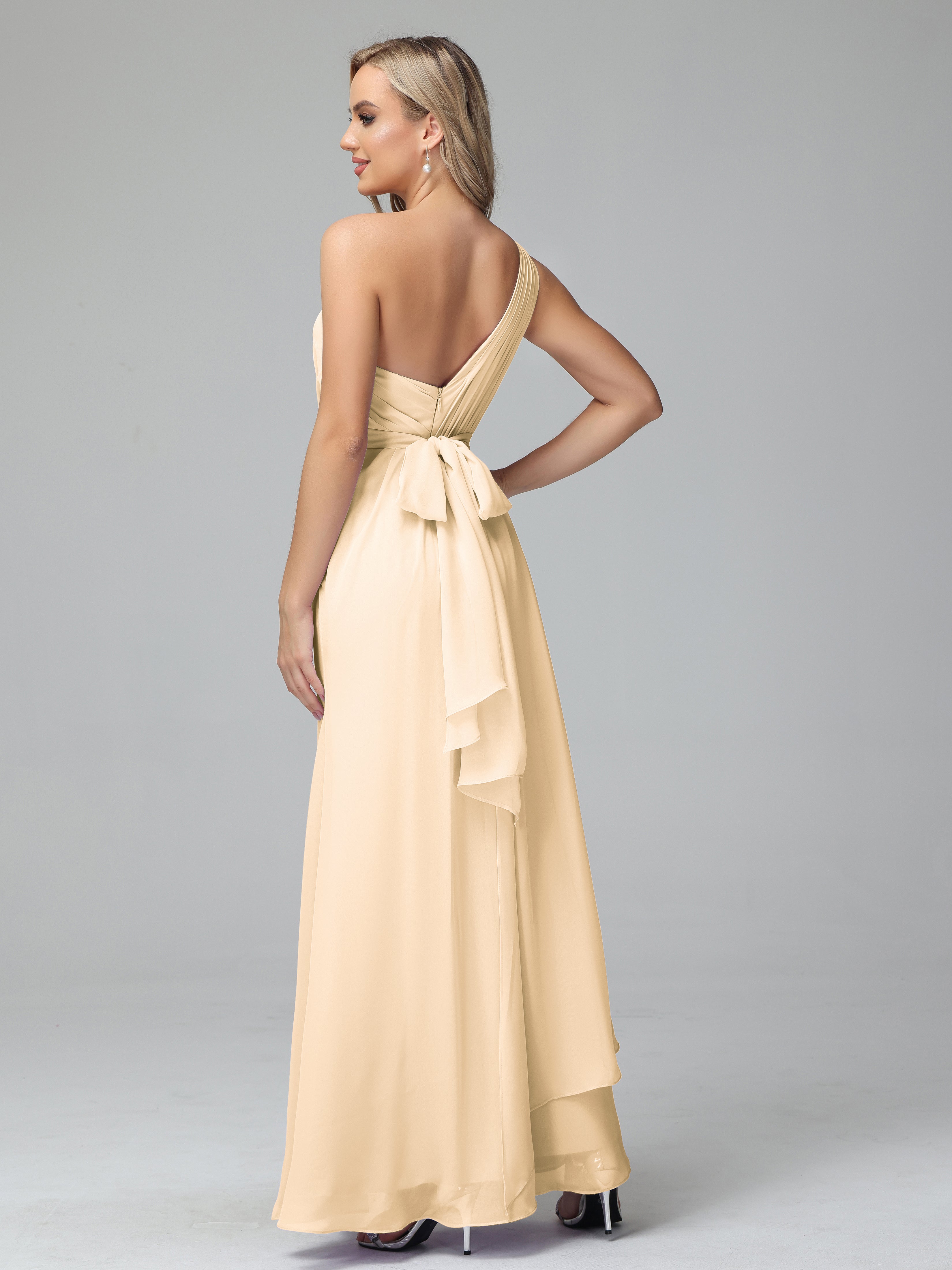 Daphne One Shoulder Chiffon Bridesmaid Dresses With Split