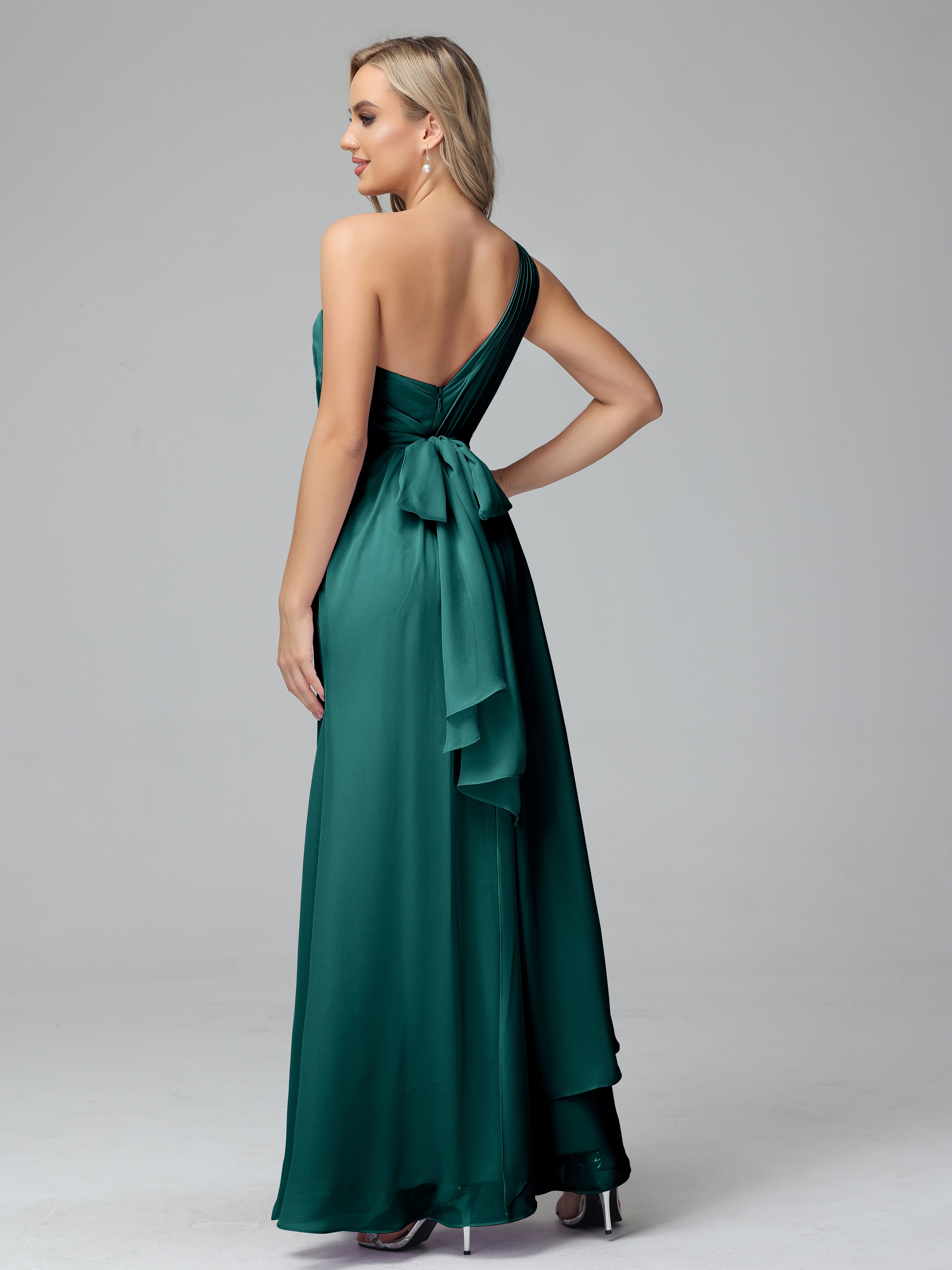 Daphne One Shoulder Chiffon Bridesmaid Dresses With Split