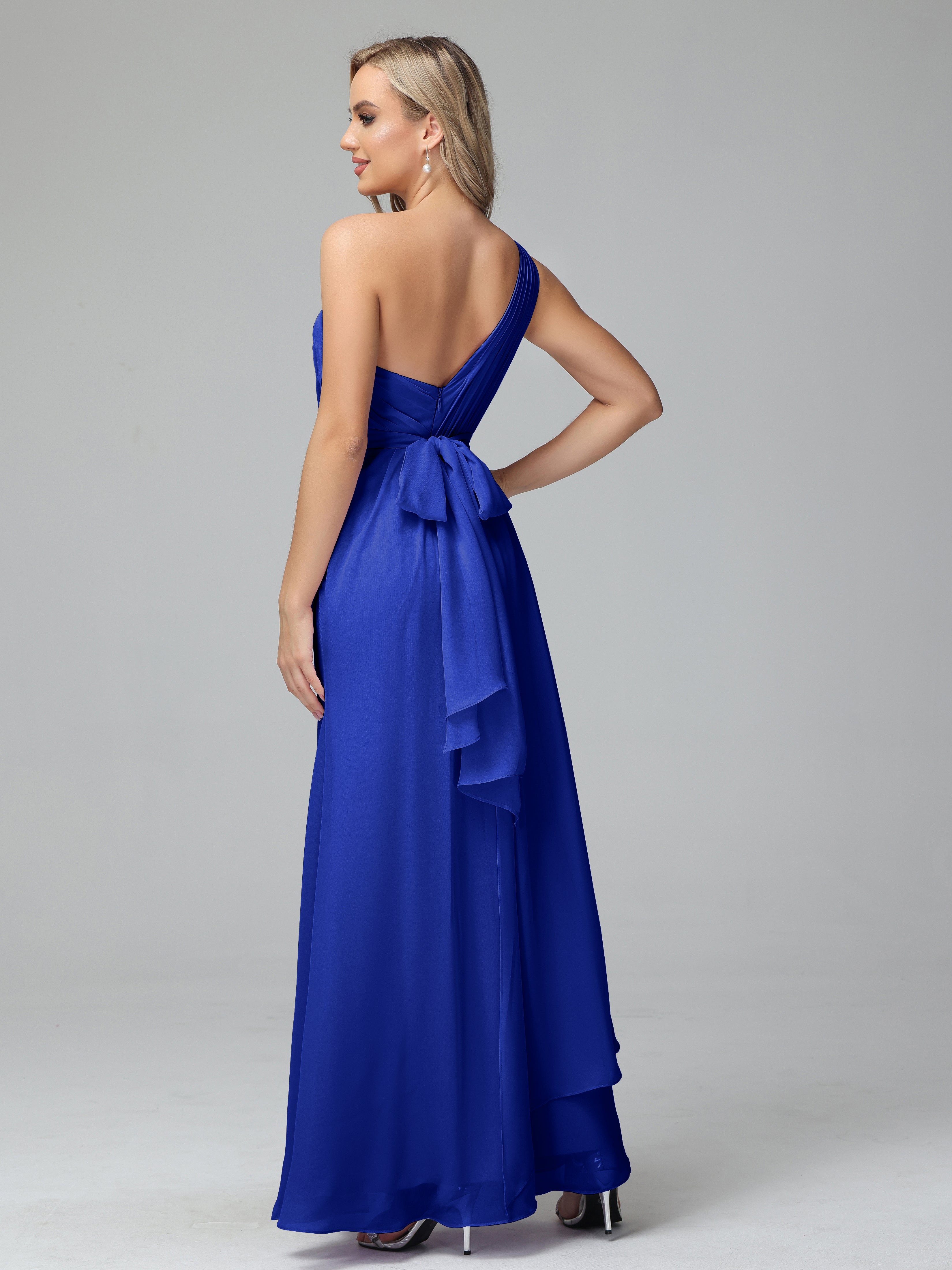 Daphne One Shoulder Chiffon Bridesmaid Dresses With Split