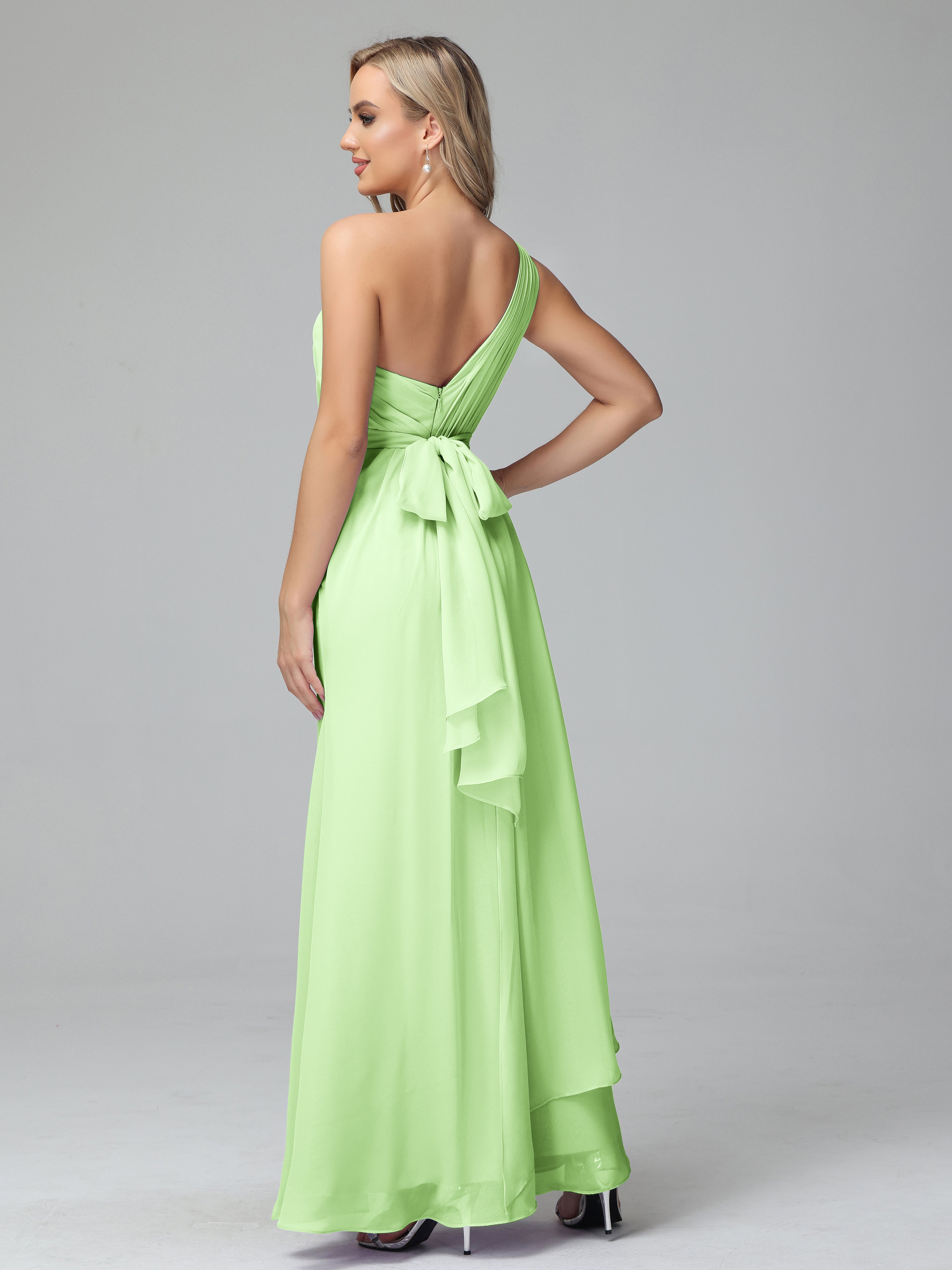 Daphne One Shoulder Chiffon Bridesmaid Dresses With Split