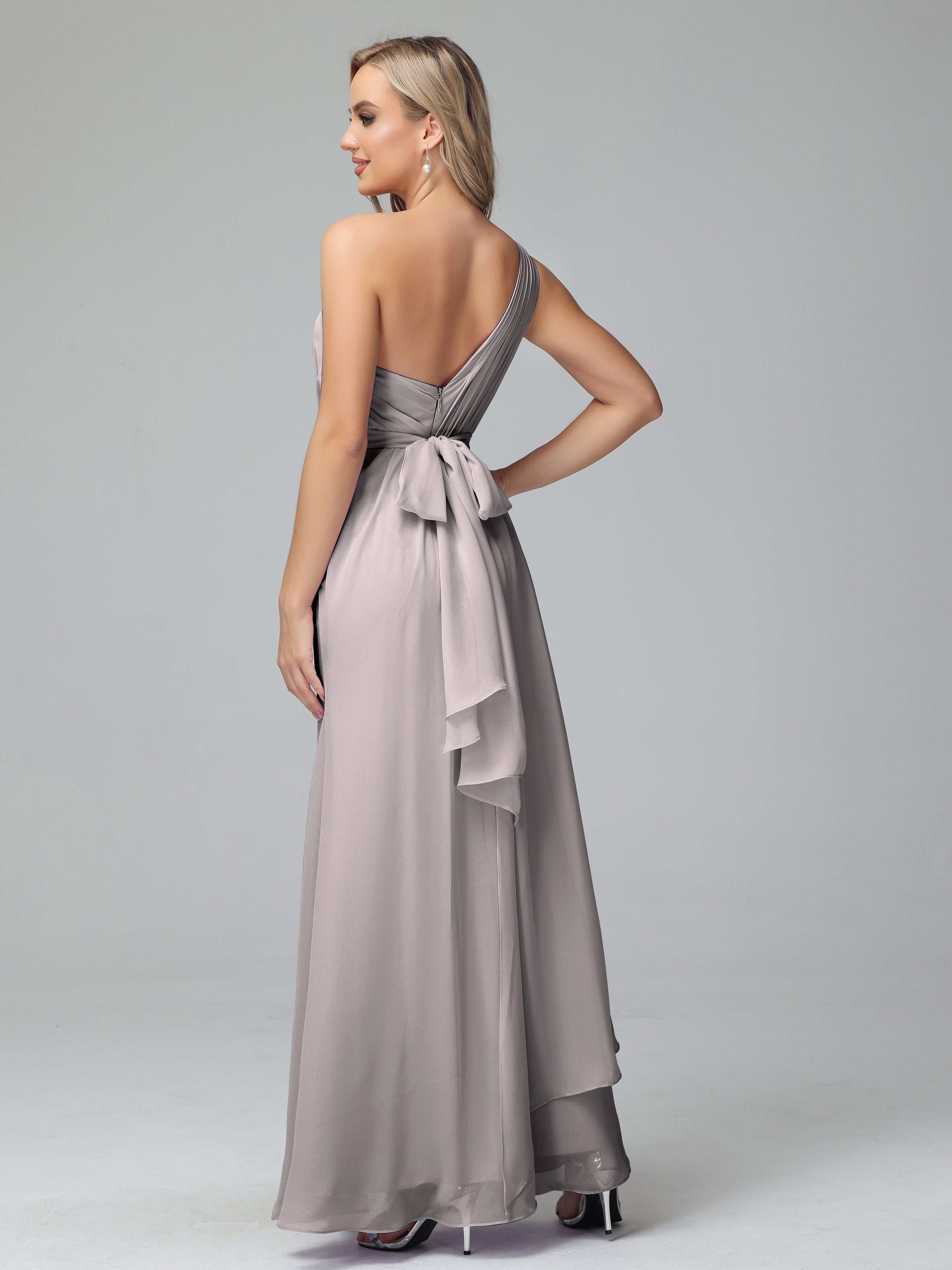 Daphne One Shoulder Chiffon Bridesmaid Dresses With Split