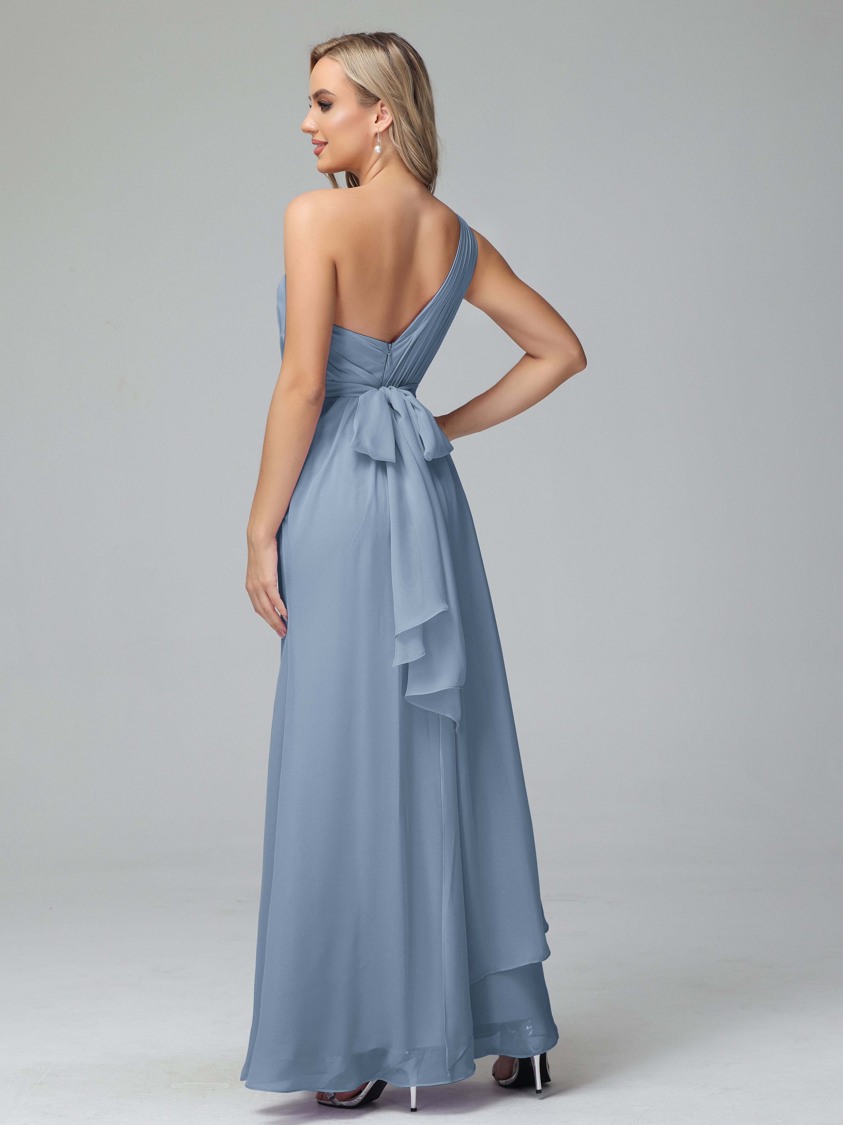 Daphne One Shoulder Chiffon Bridesmaid Dresses With Split