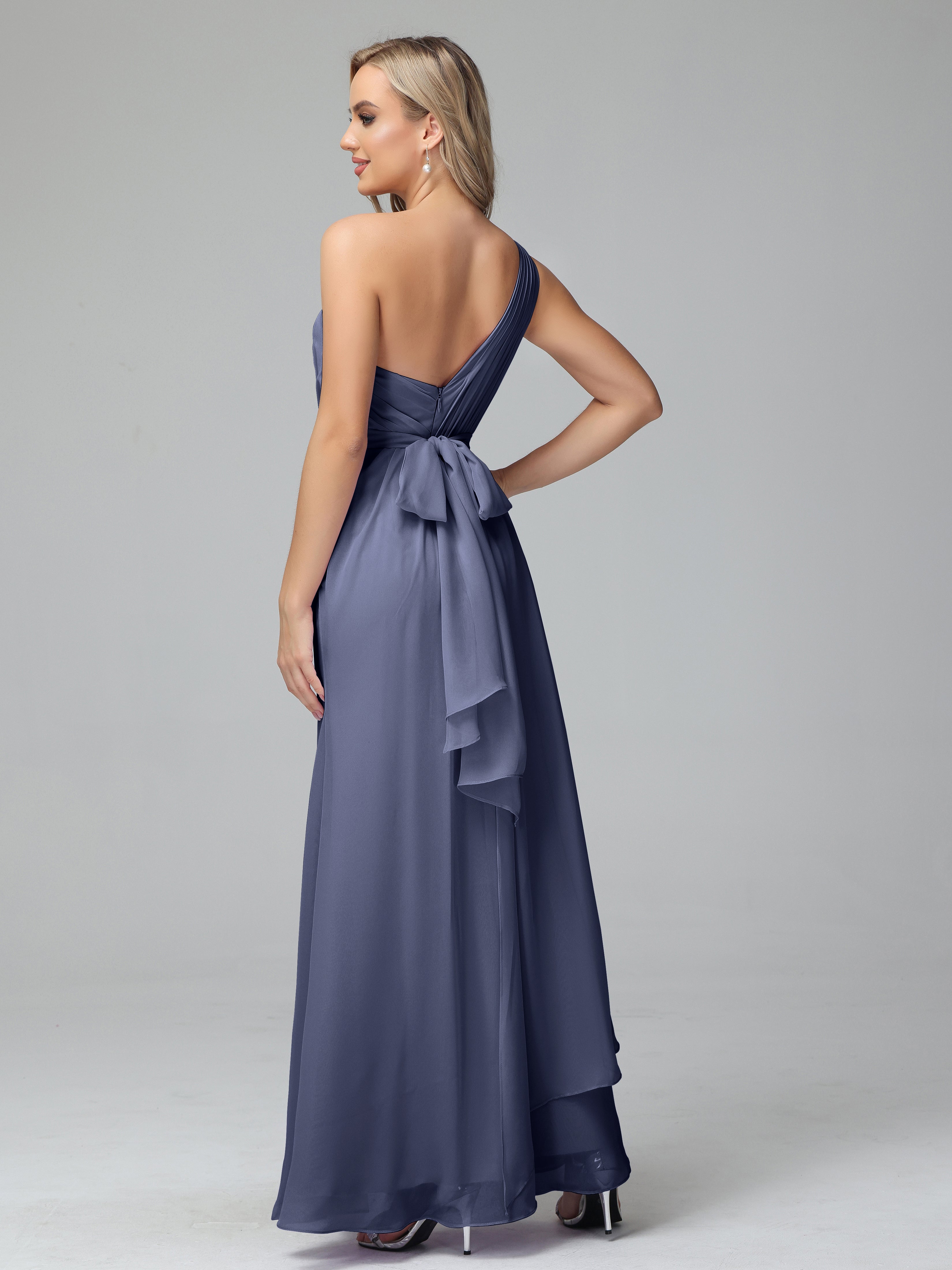 Daphne One Shoulder Chiffon Bridesmaid Dresses With Split