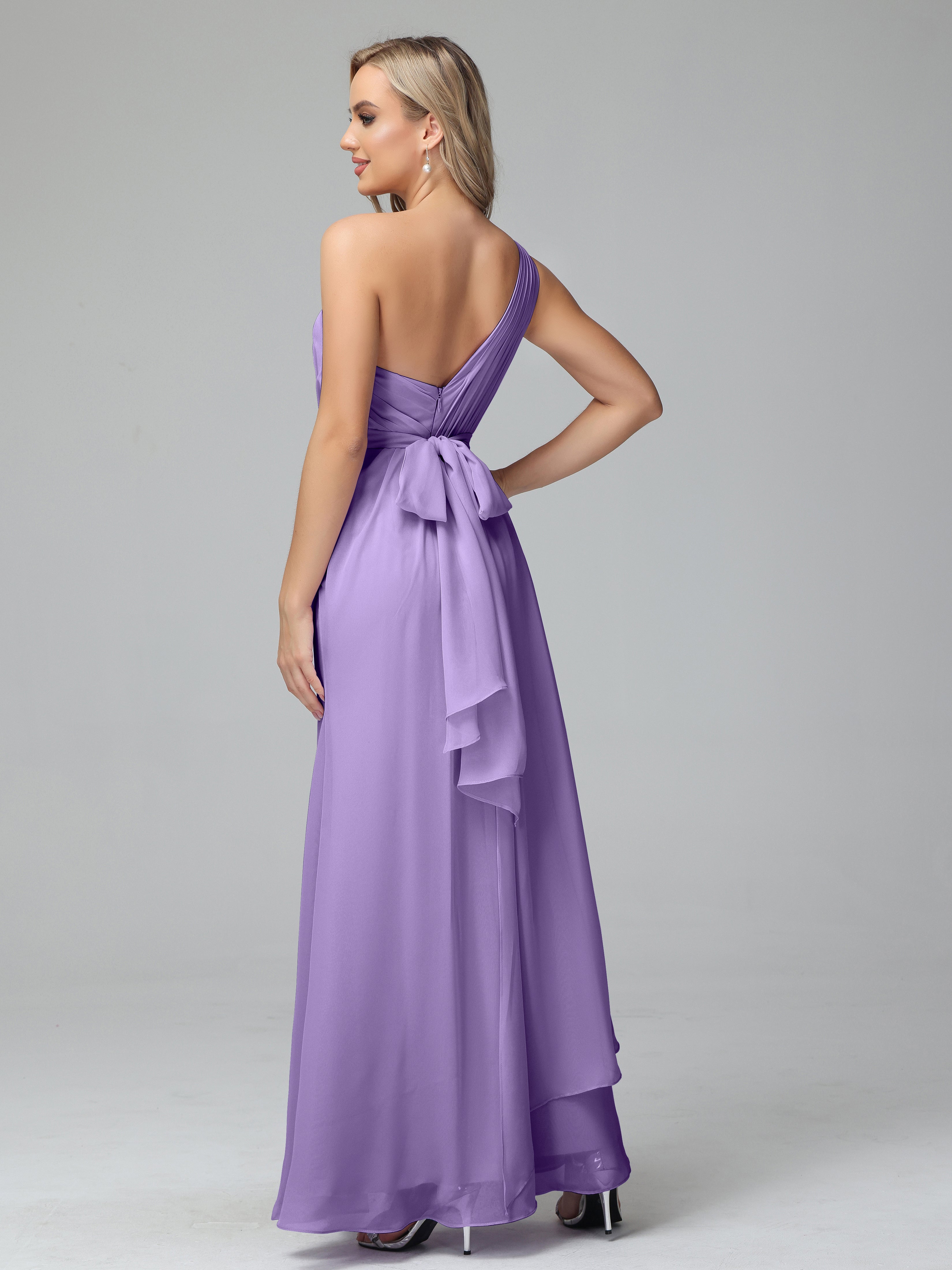 Daphne One Shoulder Chiffon Bridesmaid Dresses With Split