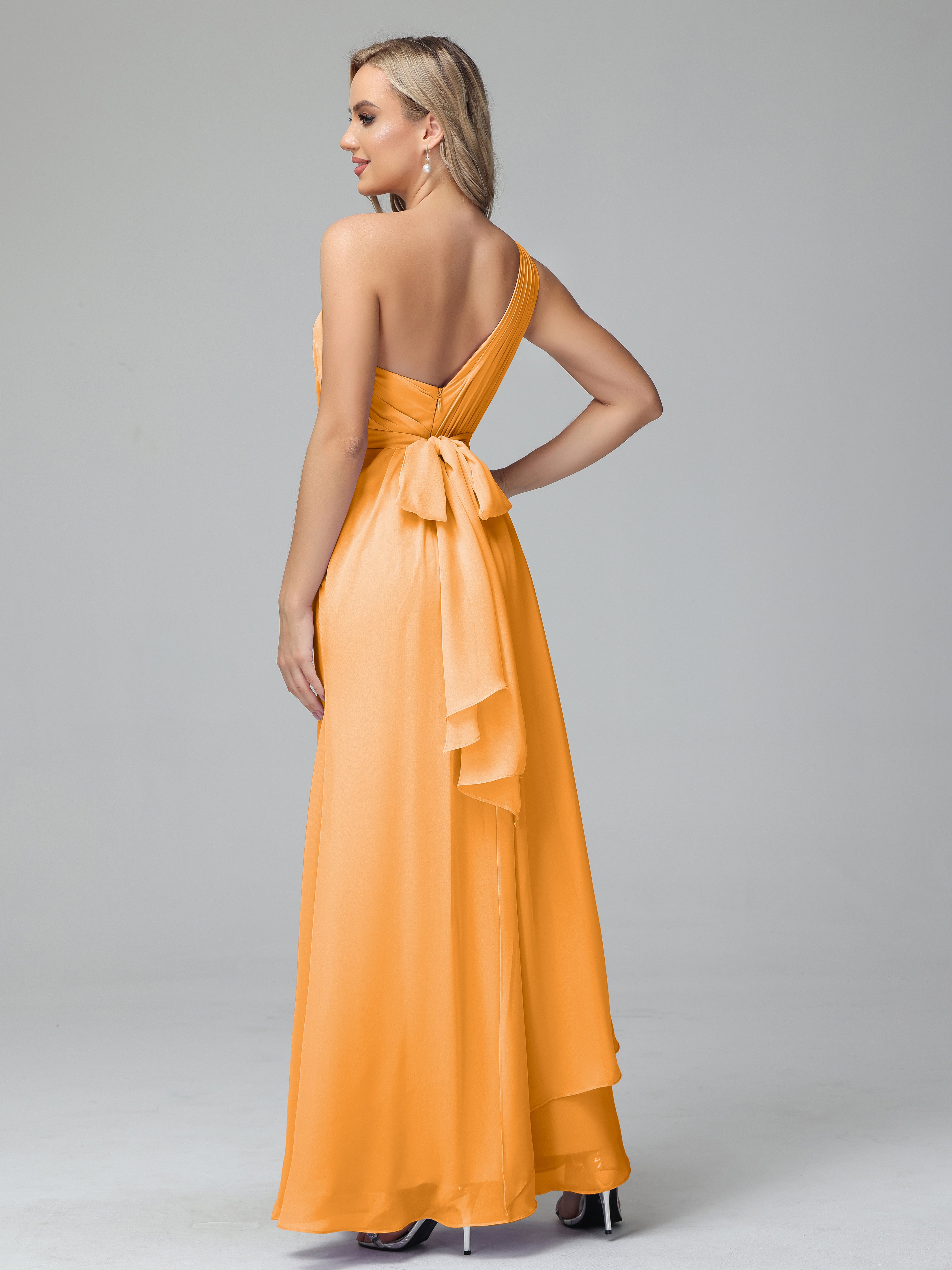 Daphne One Shoulder Chiffon Bridesmaid Dresses With Split