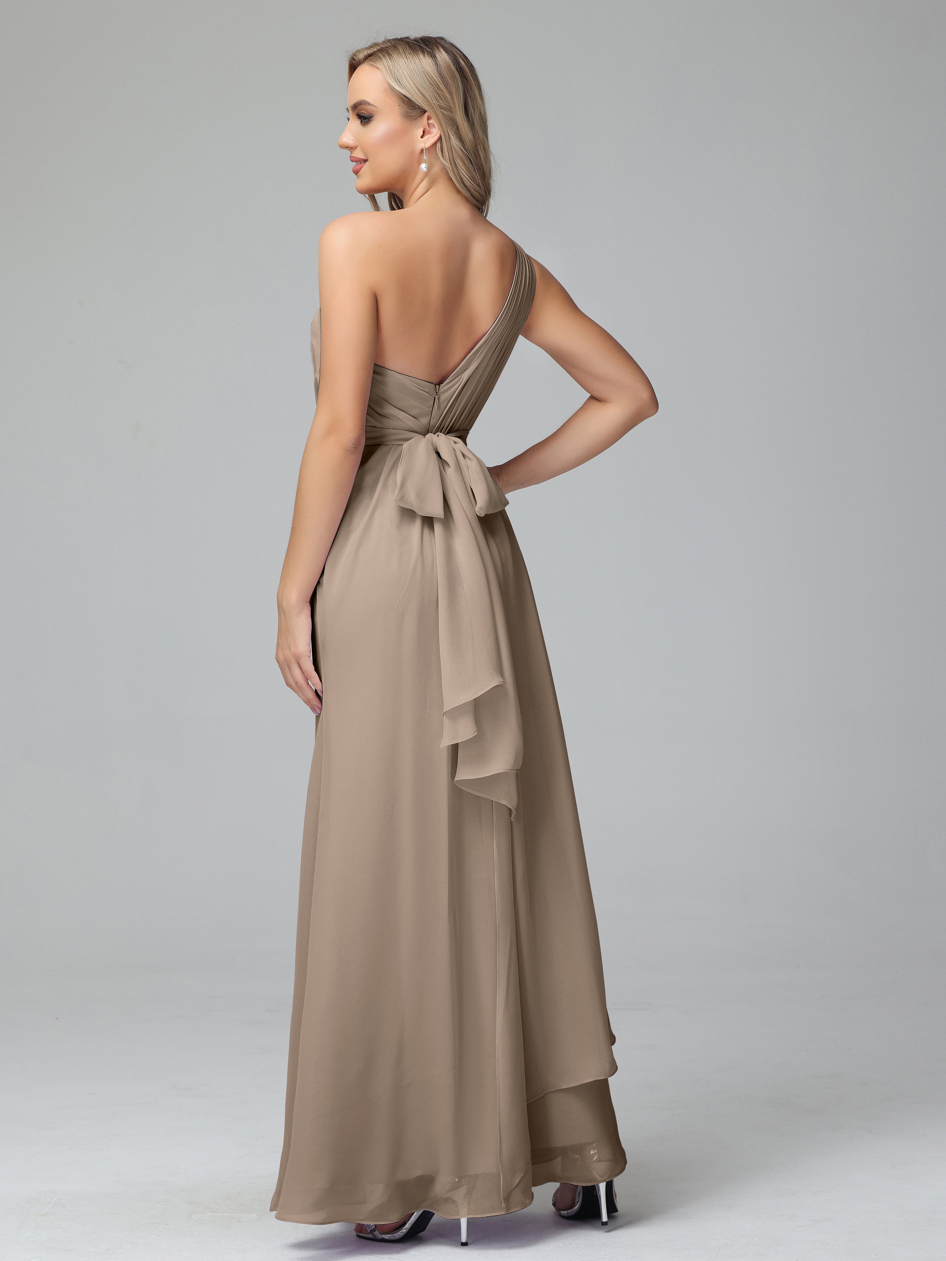 Daphne One Shoulder Chiffon Bridesmaid Dresses With Split