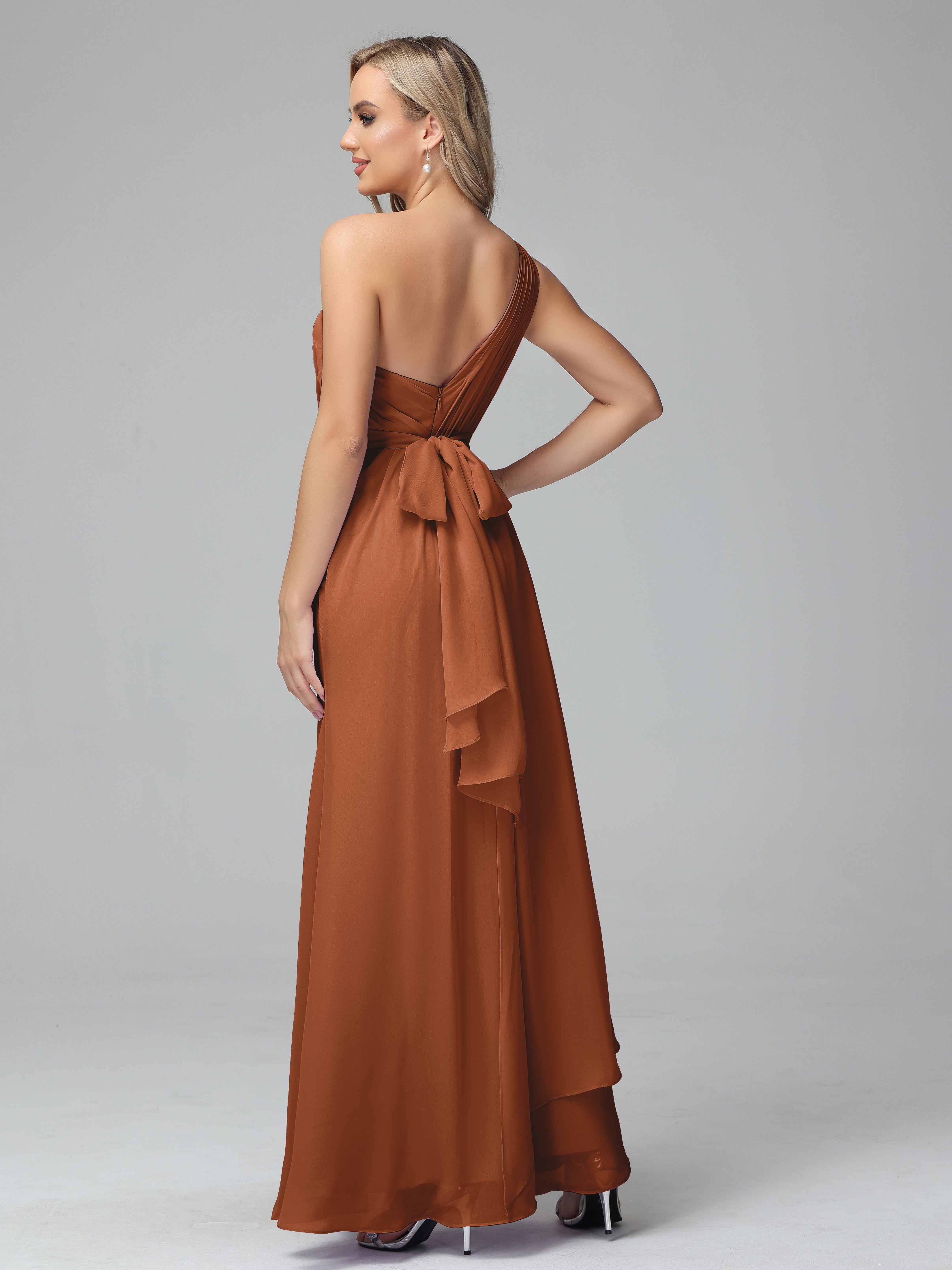 Daphne One Shoulder Chiffon Bridesmaid Dresses With Split