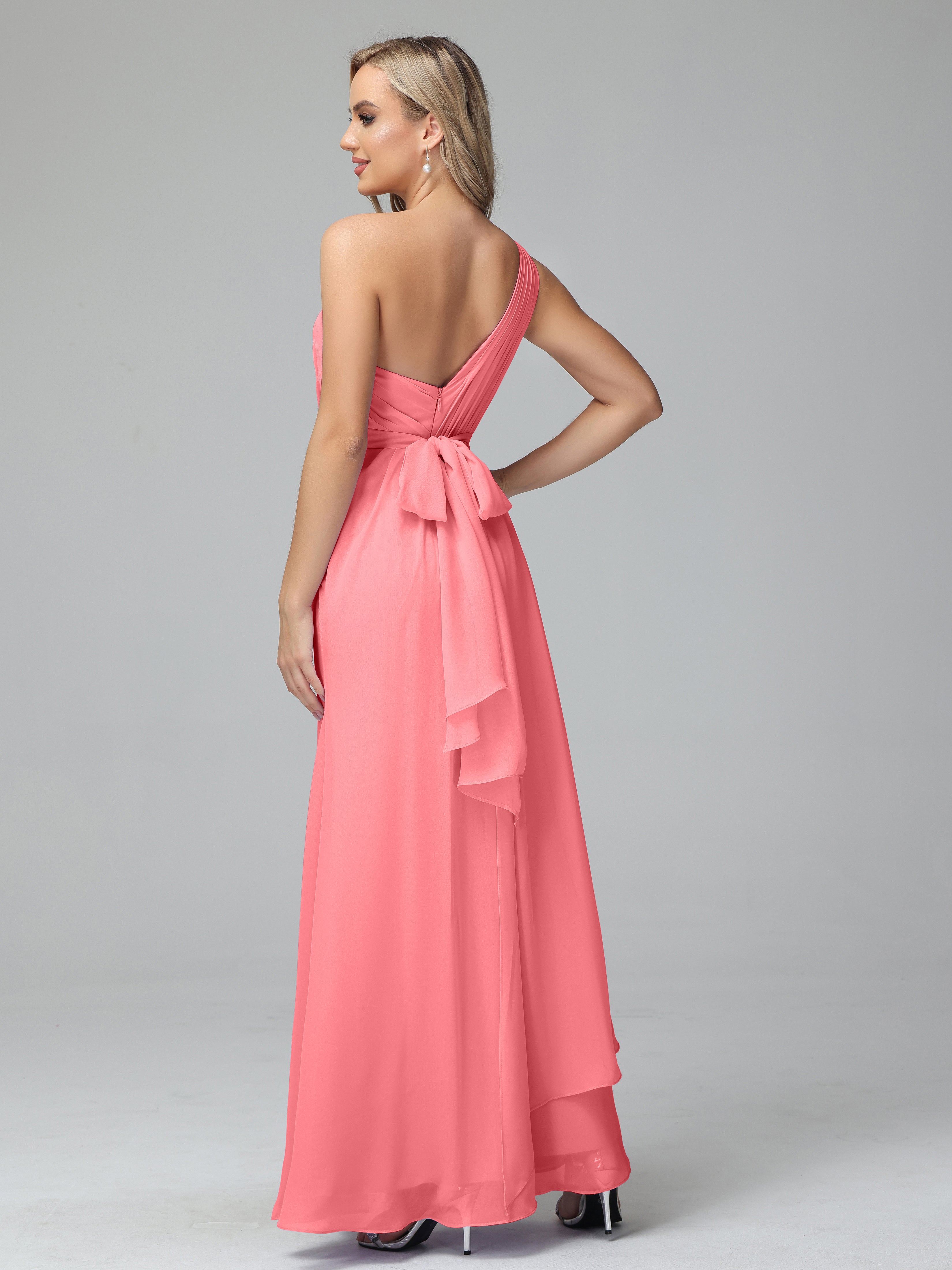 Daphne One Shoulder Chiffon Bridesmaid Dresses With Split