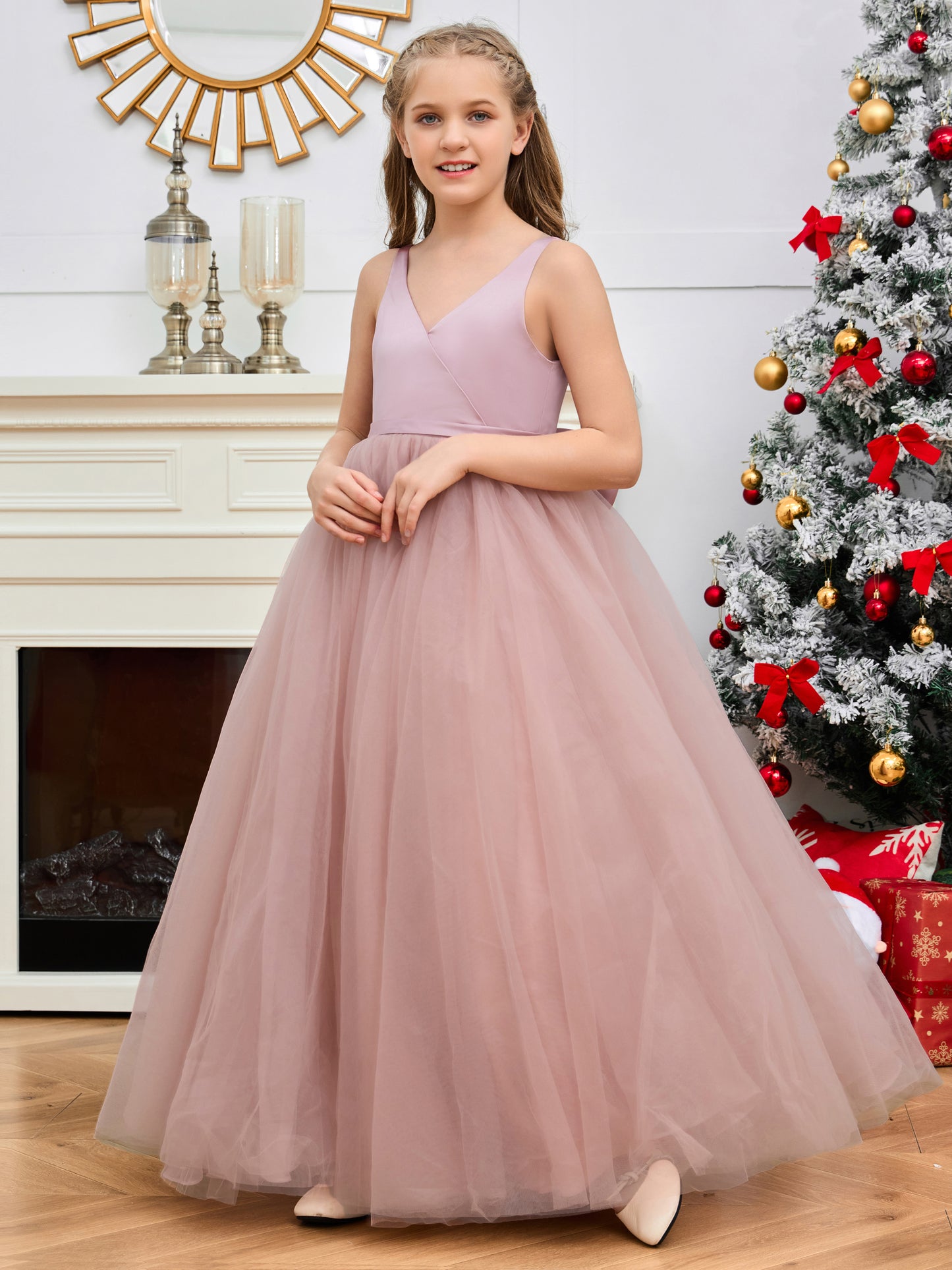 Floor-Length Tulle Junior Bridesmaid Dress