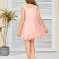 Fluffy Lace Straps Chiffon Junior Bridesmaid Dress