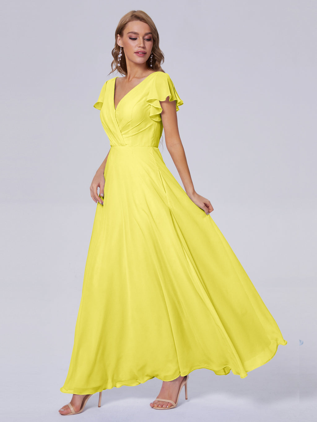 Lemon Bridesmaid Dresses Debenhams Genevieve Ruffles Bridesmaid V Neck