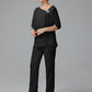 Half Sleeves Chiffon Mother of the Bride Dress Pant Suits With Beading