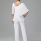 Half Sleeves Chiffon Mother of the Bride Dress Pant Suits With Beading