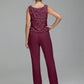 Jumpsuit Separates Scoop Illusion Floor-Length Chiffon Lace Mother of the Bride Dress