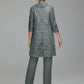Jumpsuit Separates Scoop Illusion Floor-Length Chiffon Lace Mother of the Bride Dress