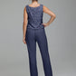 Jumpsuit Separates Scoop Illusion Floor-Length Chiffon Lace Mother of the Bride Dress