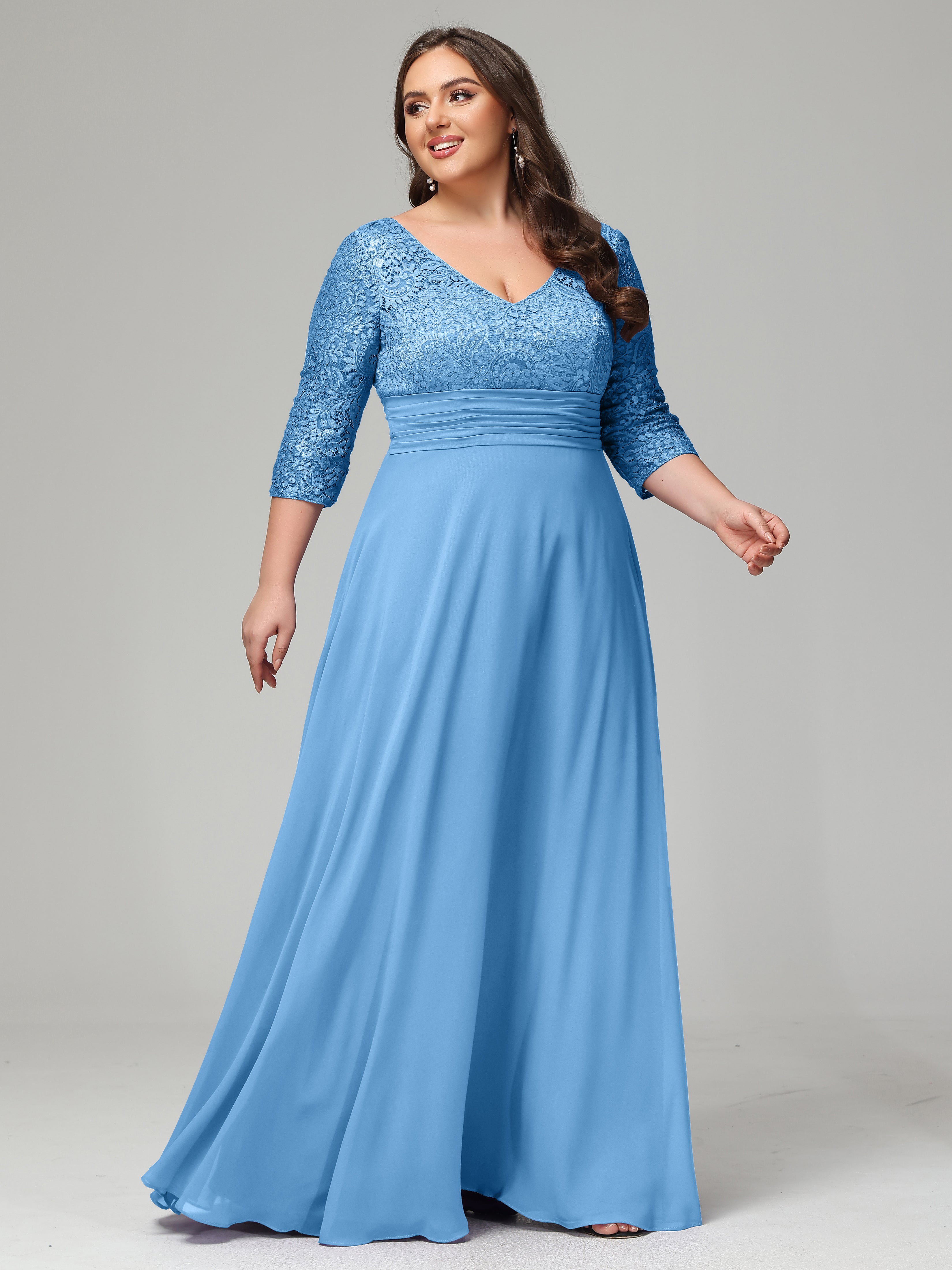 Plus size blue lace dress hotsell