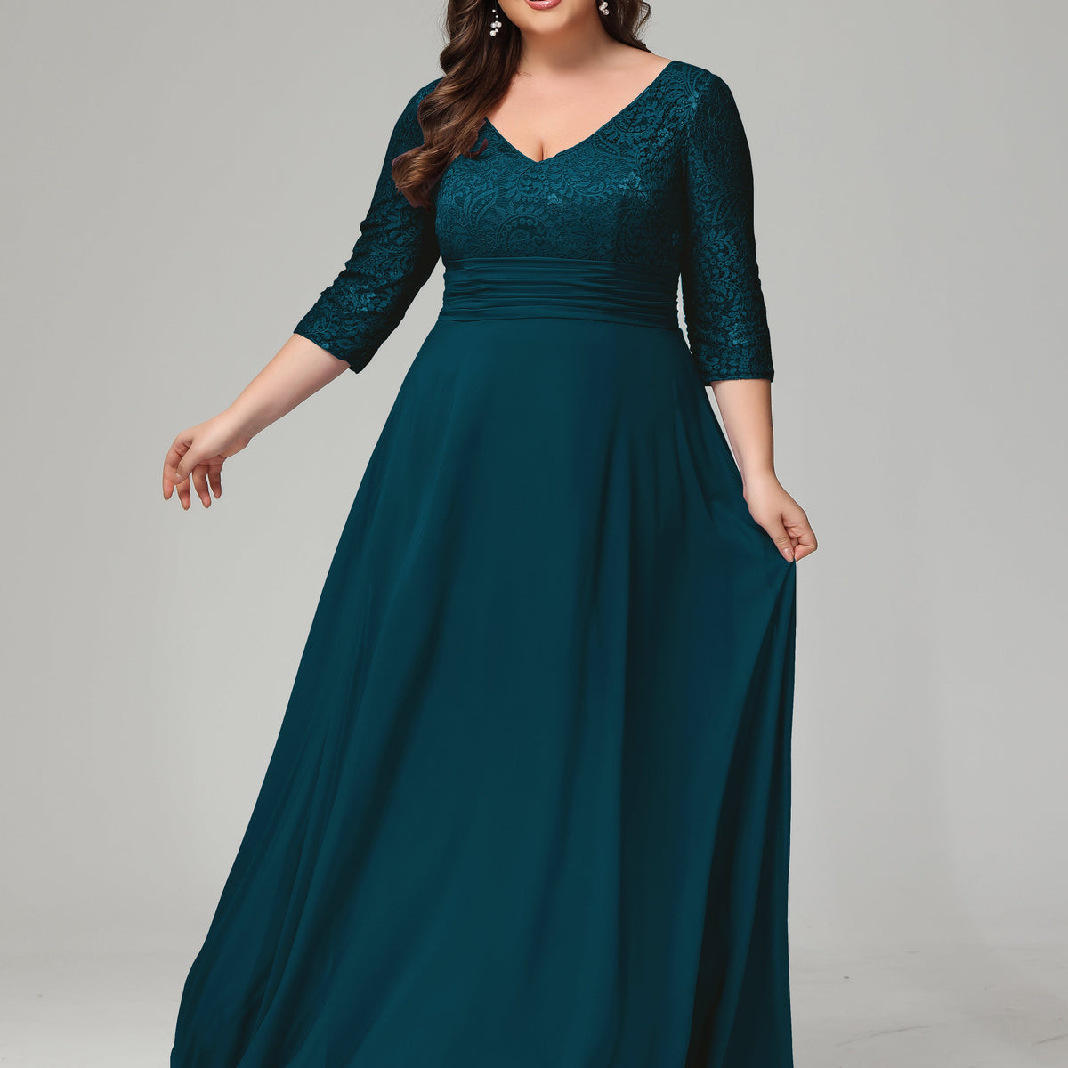 blue chiffon dress THE ANGEL MIDI IN sheer long sleeves Size:2T Dress The Black Tux Stretch 3/4 loose fitting sleeves