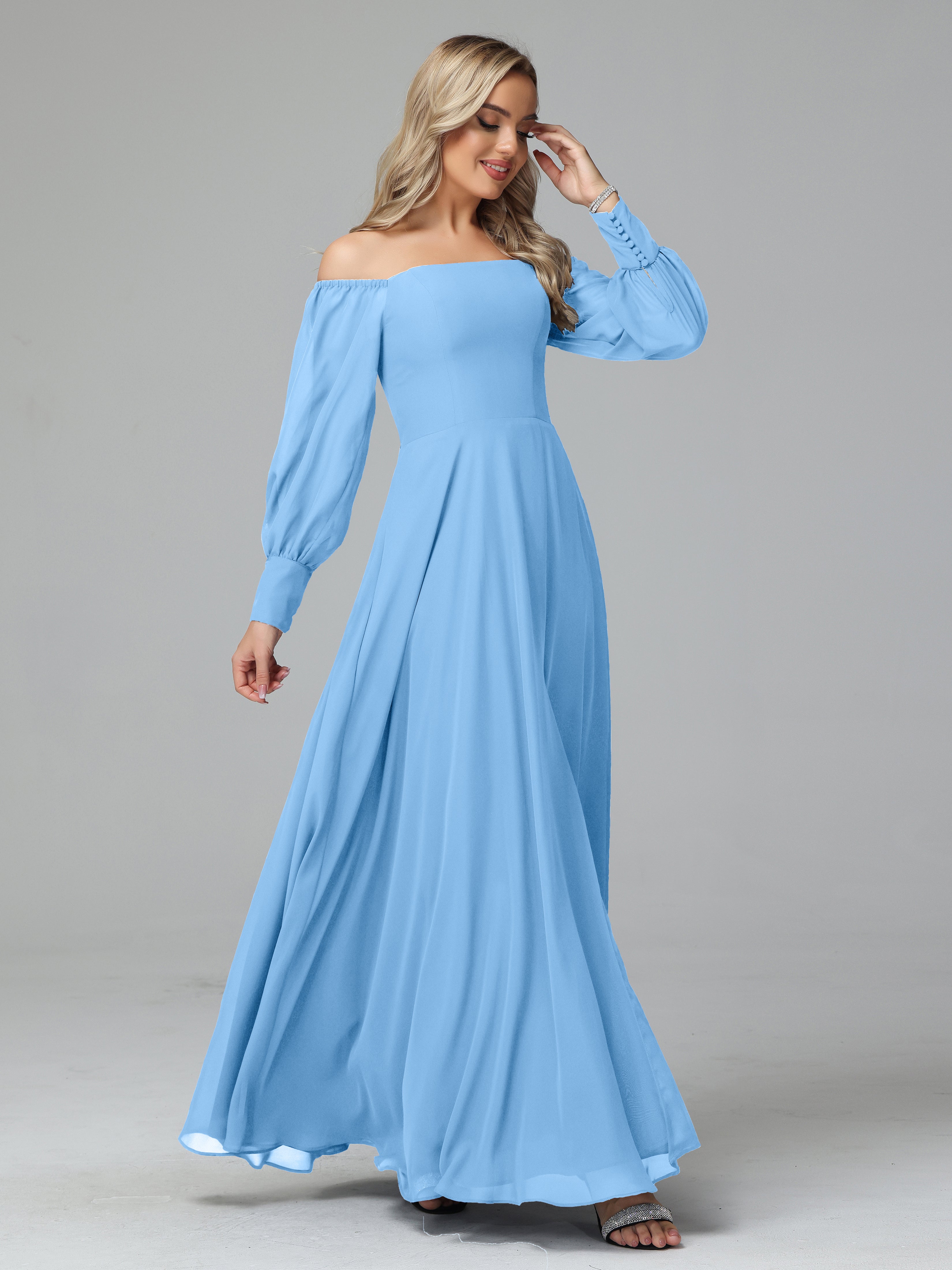 Mirabelle Long Sleeves Off Shoulder Chiffon Bridesmaid Dresses