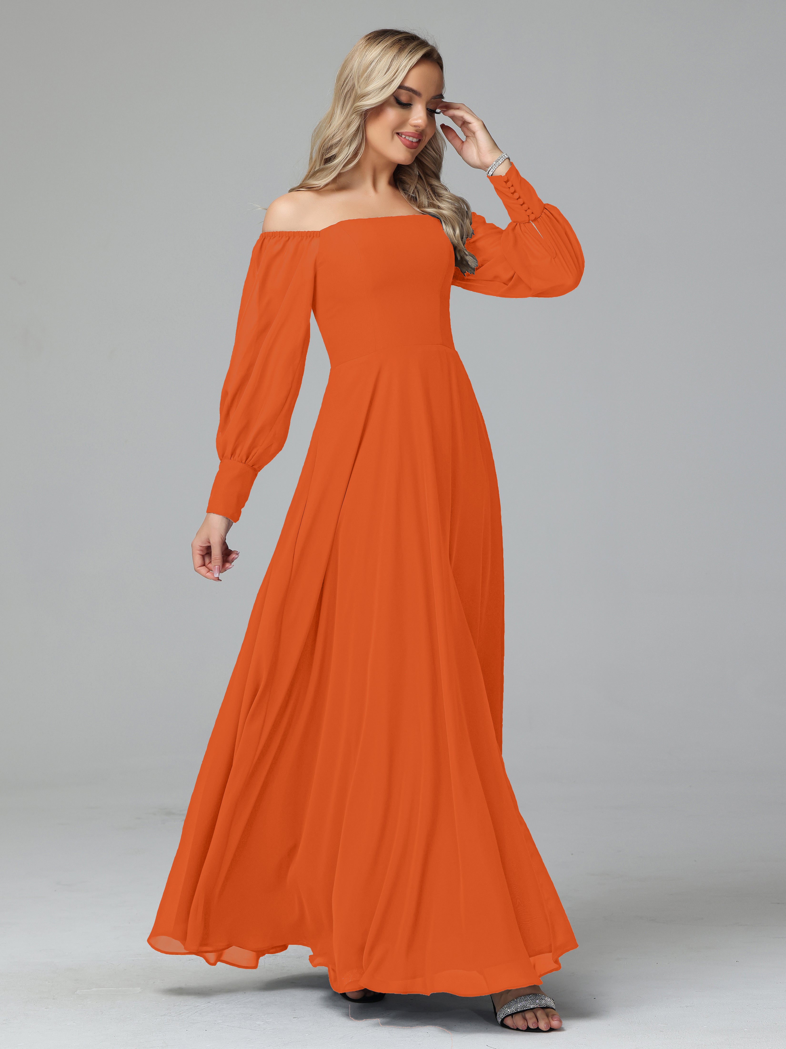 Mirabelle Long Sleeves Off Shoulder Chiffon Bridesmaid Dresses