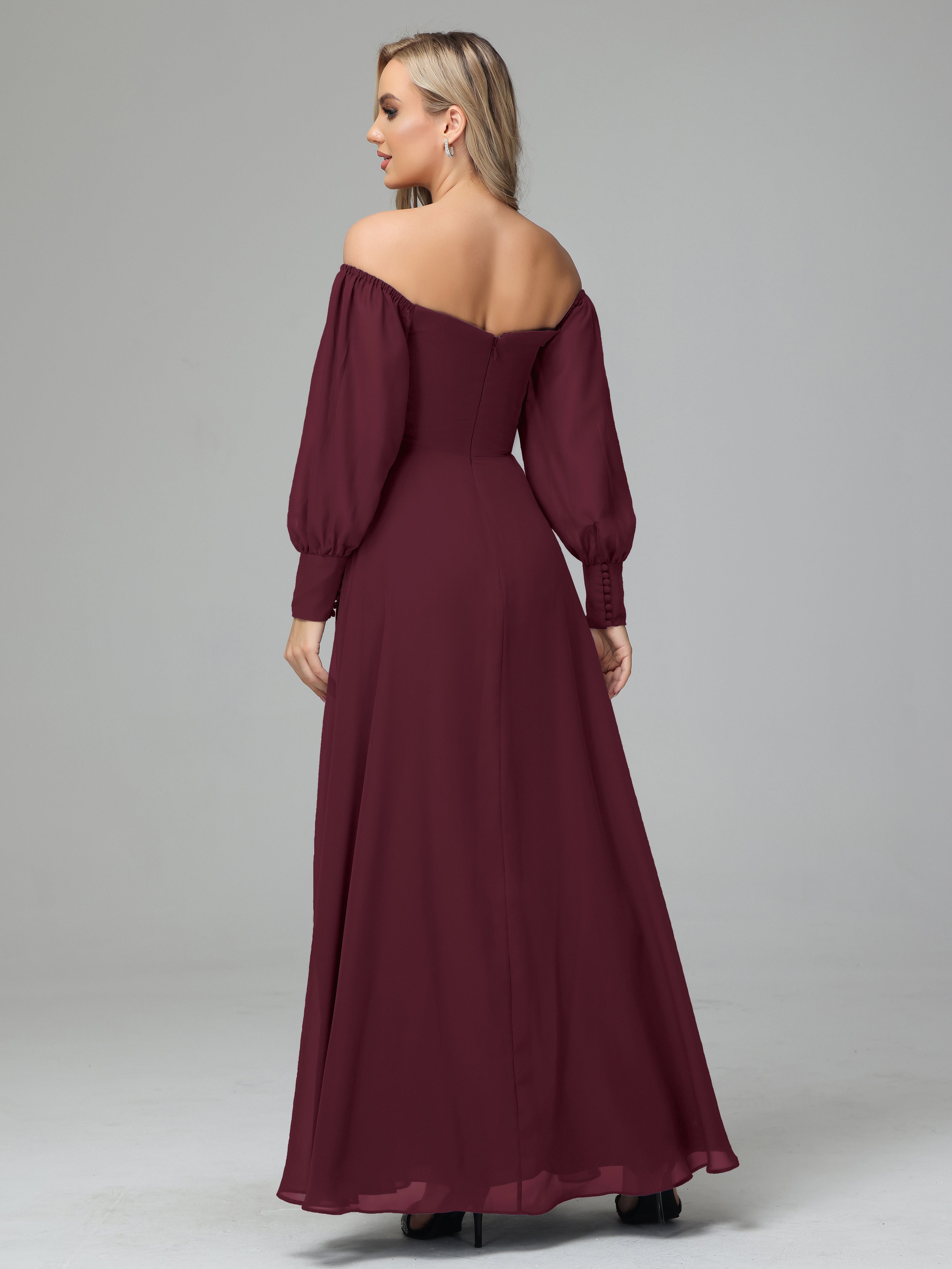 Mirabelle Long Sleeves Off Shoulder Chiffon Bridesmaid Dresses