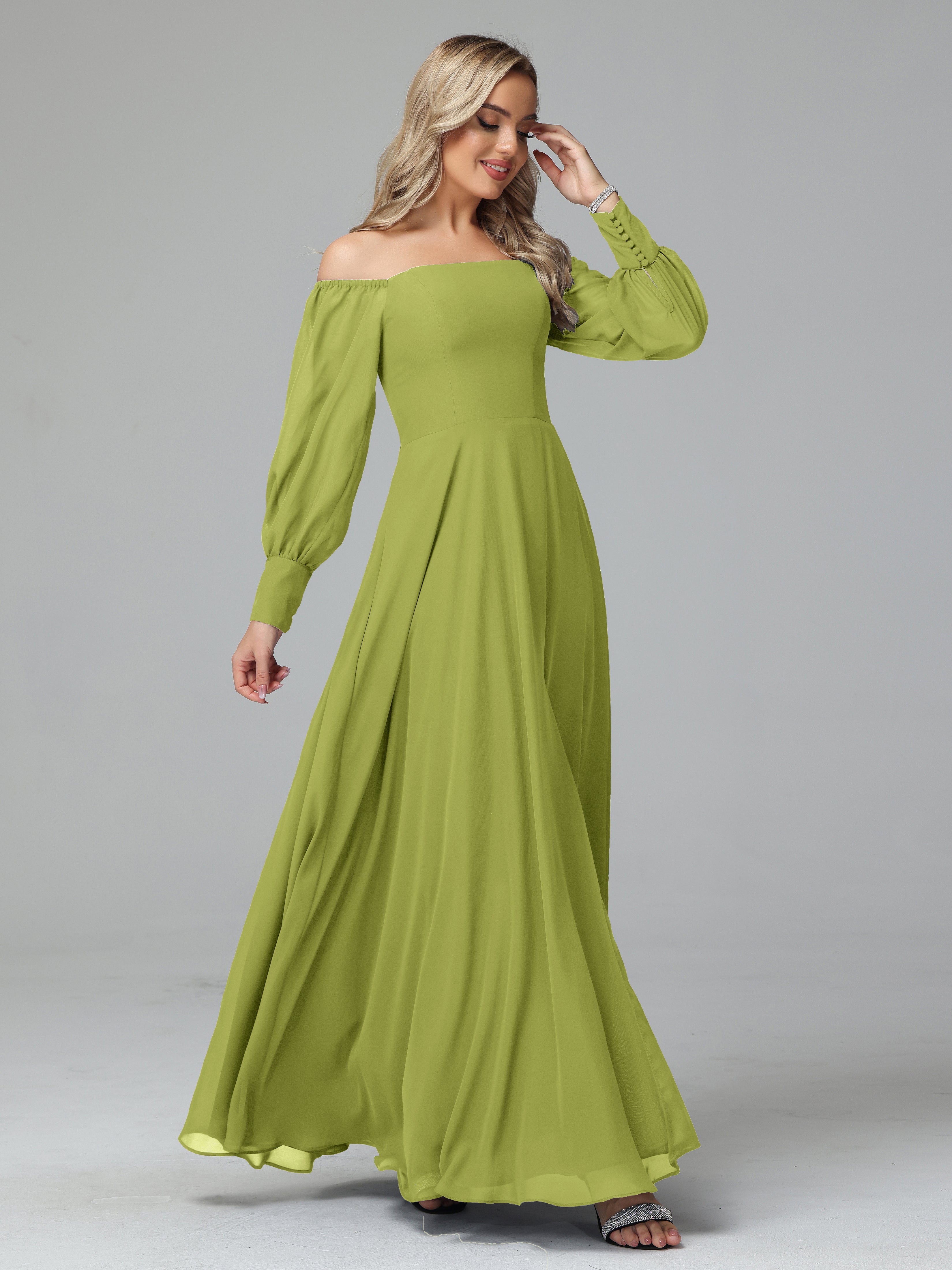 Mirabelle Long Sleeves Off Shoulder Chiffon Bridesmaid Dresses