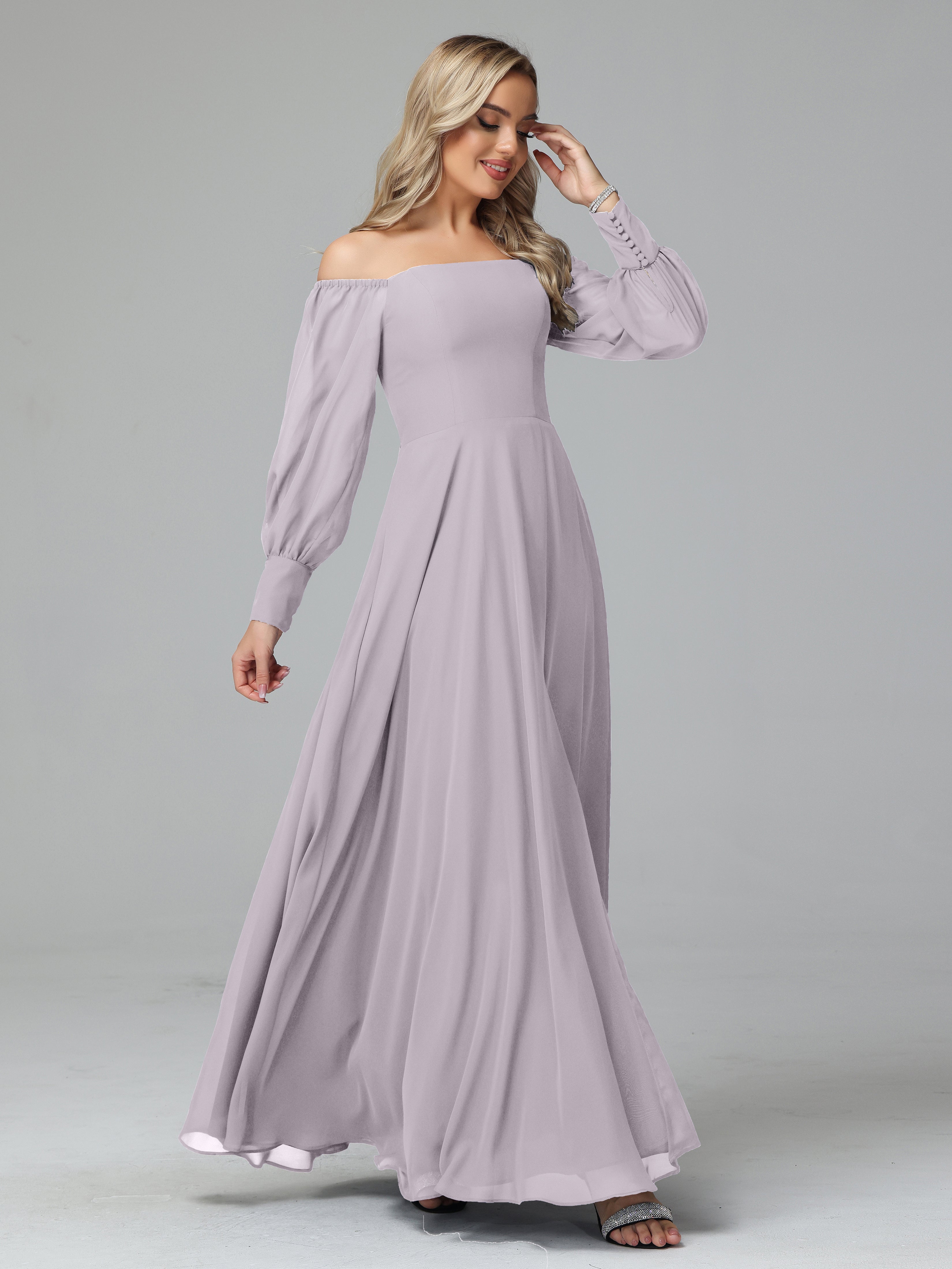 Mirabelle Long Sleeves Off Shoulder Chiffon Bridesmaid Dresses