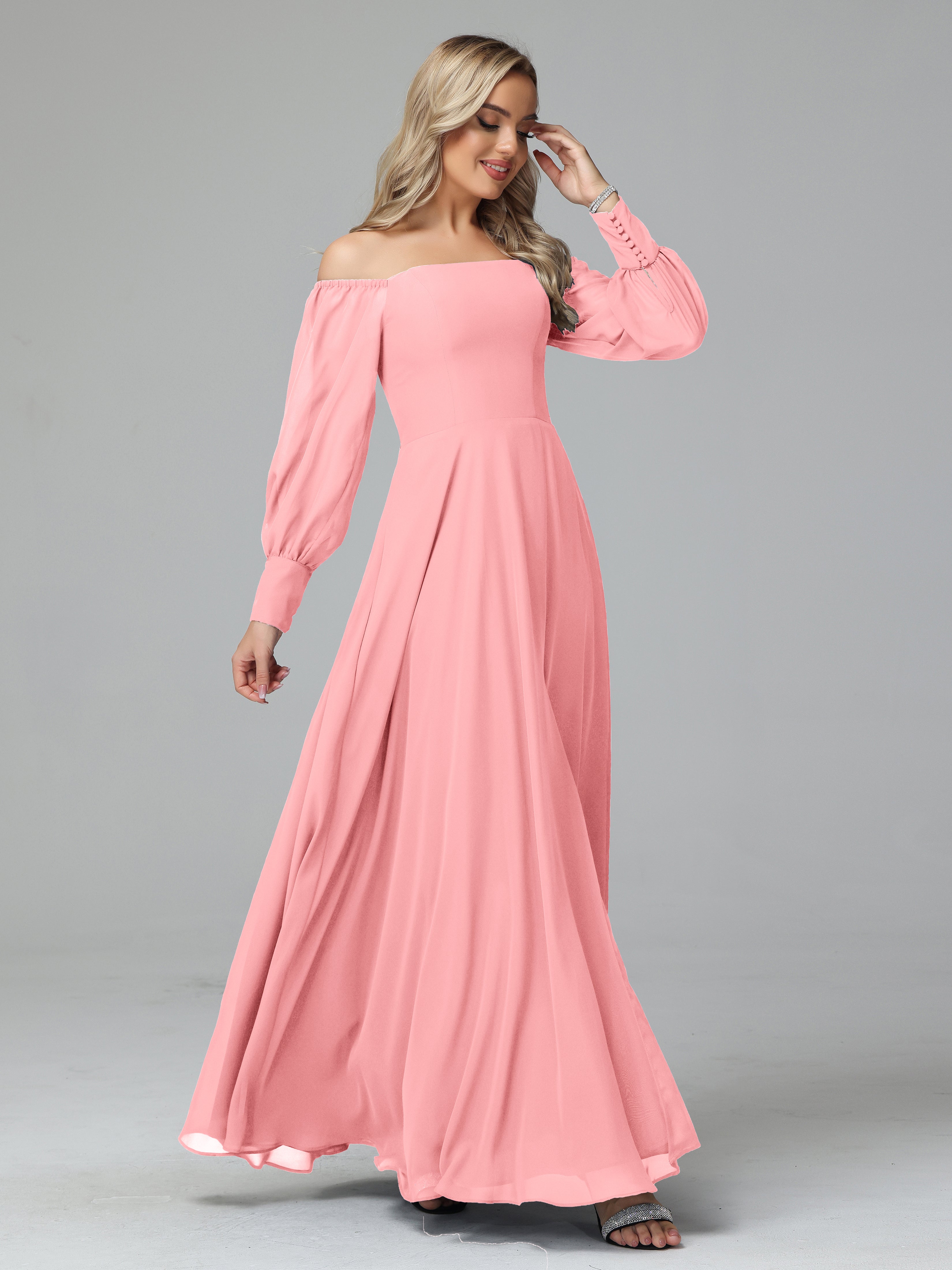 Mirabelle Long Sleeves Off Shoulder Chiffon Bridesmaid Dresses