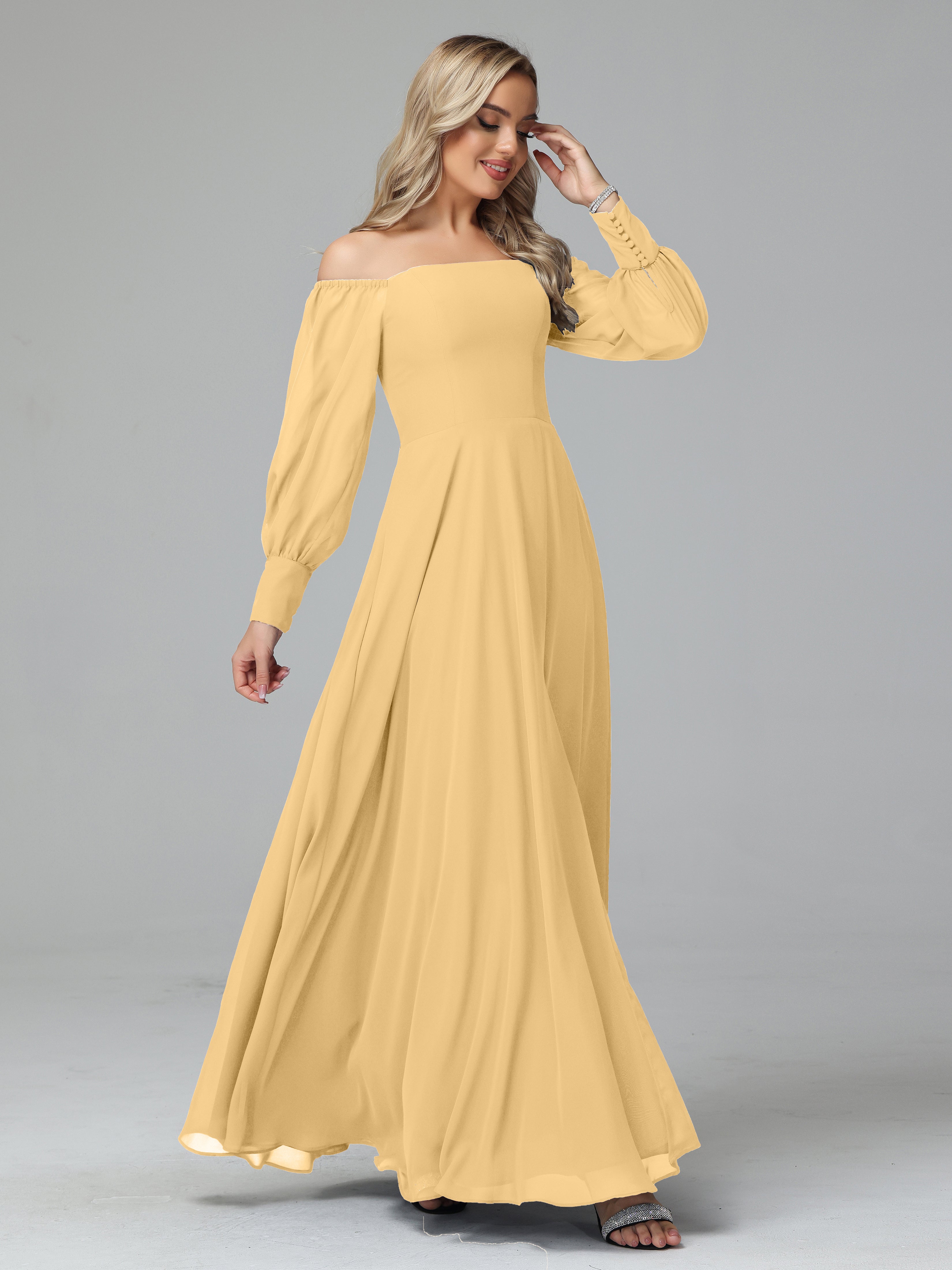 Mirabelle Long Sleeves Off Shoulder Chiffon Bridesmaid Dresses