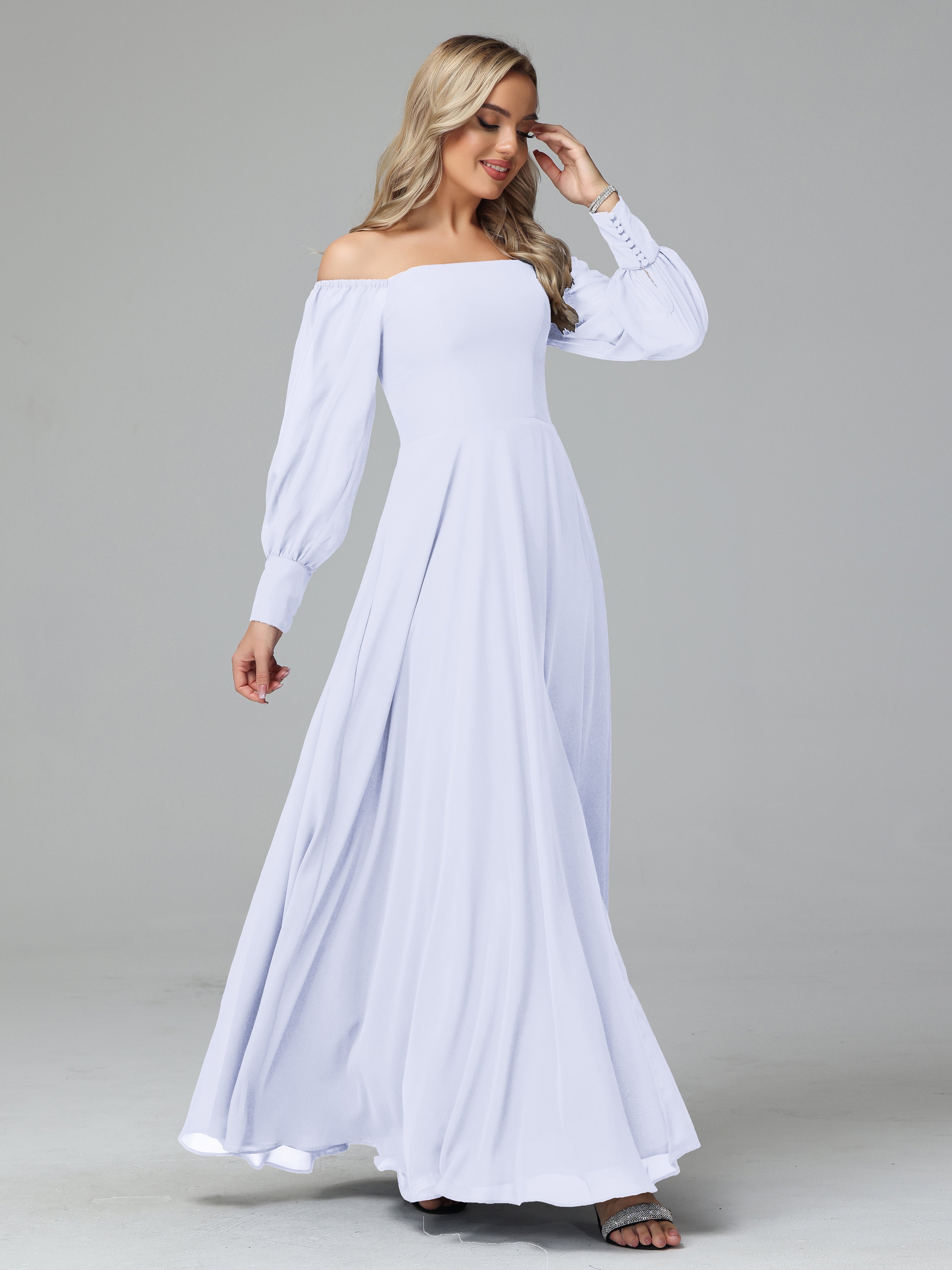 Mirabelle Long Sleeves Off Shoulder Chiffon Bridesmaid Dresses