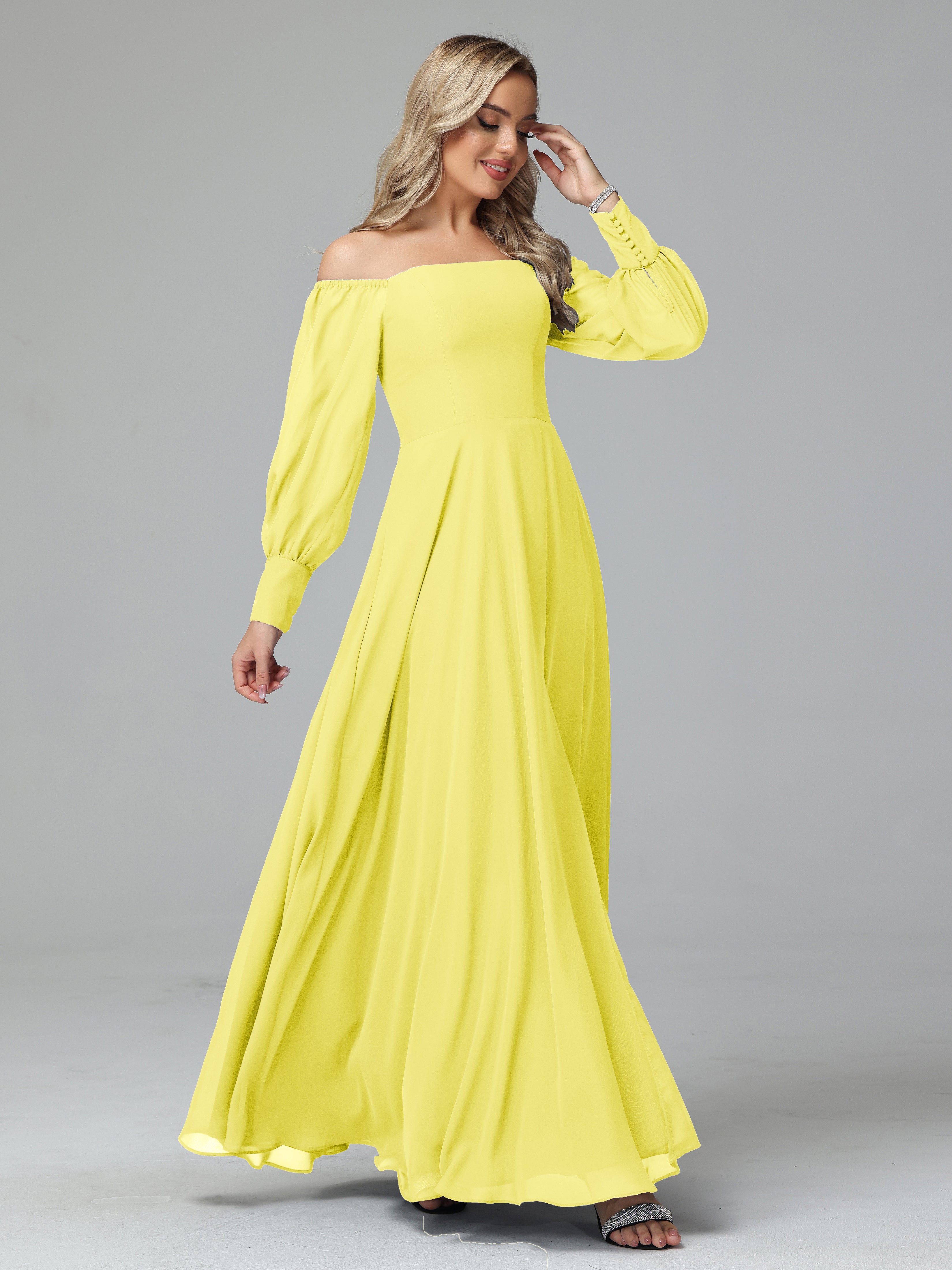 Mirabelle Long Sleeves Off Shoulder Chiffon Bridesmaid Dresses