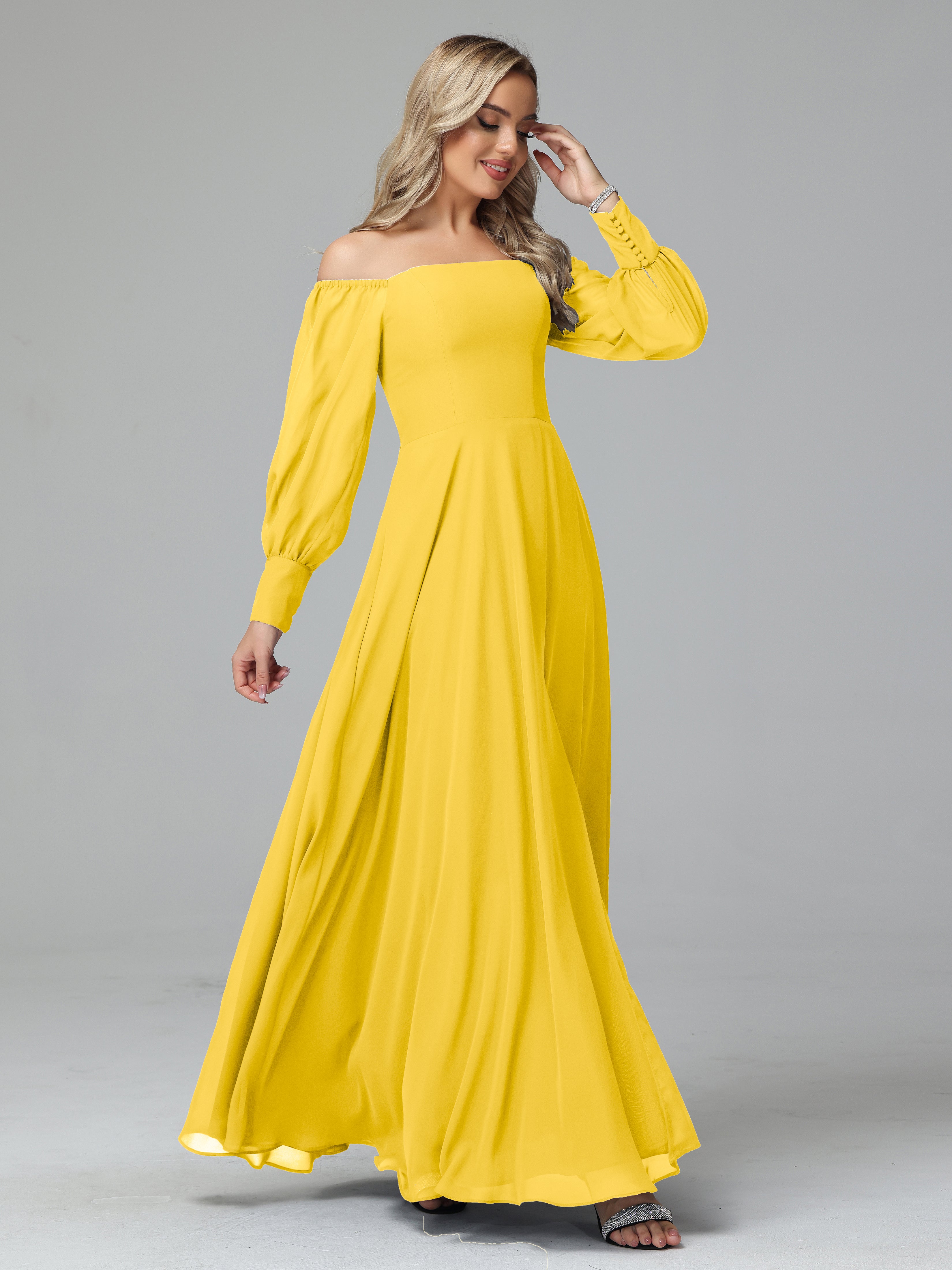 Mirabelle Long Sleeves Off Shoulder Chiffon Bridesmaid Dresses