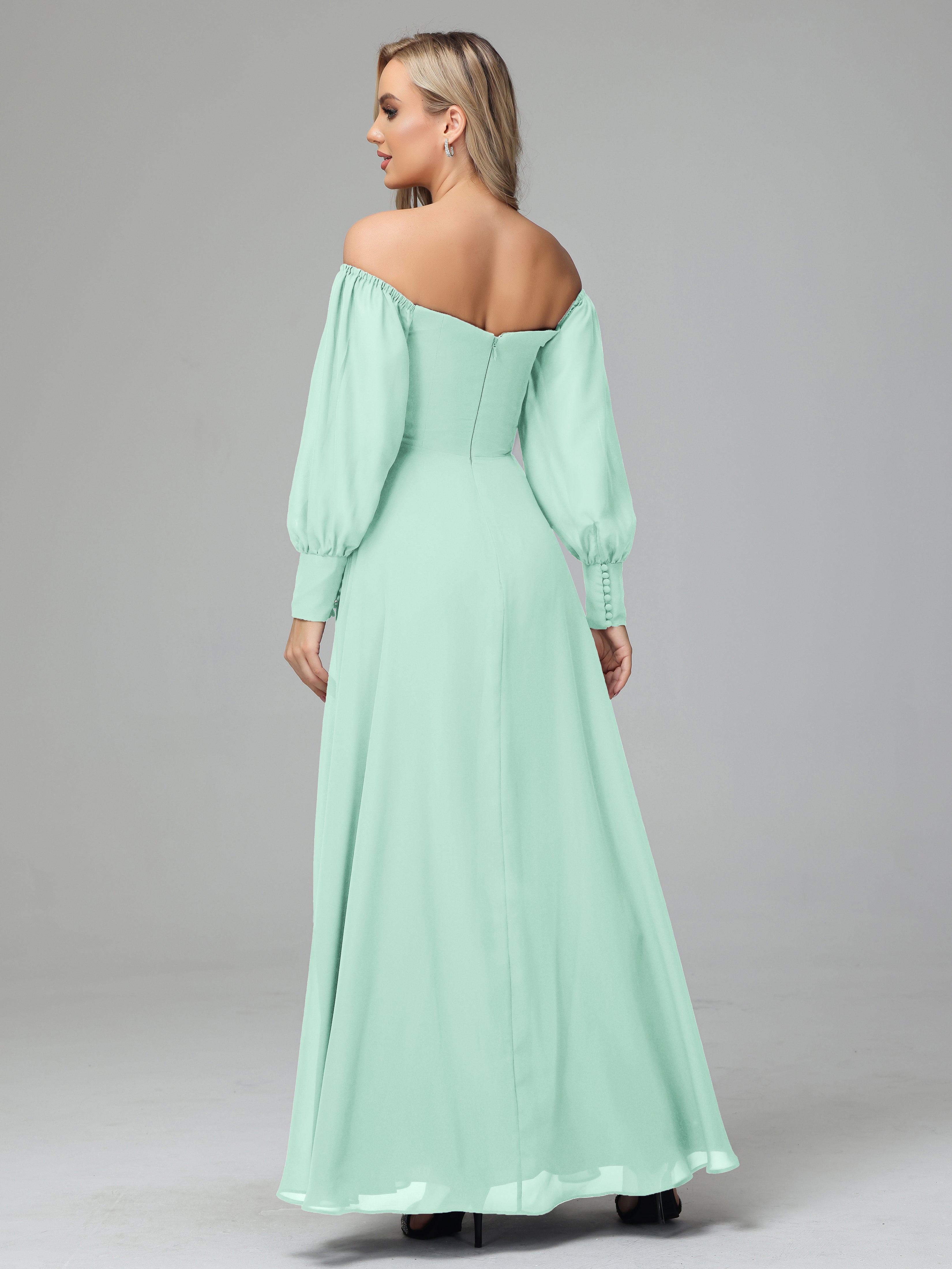 Mirabelle Long Sleeves Off Shoulder Chiffon Bridesmaid Dresses