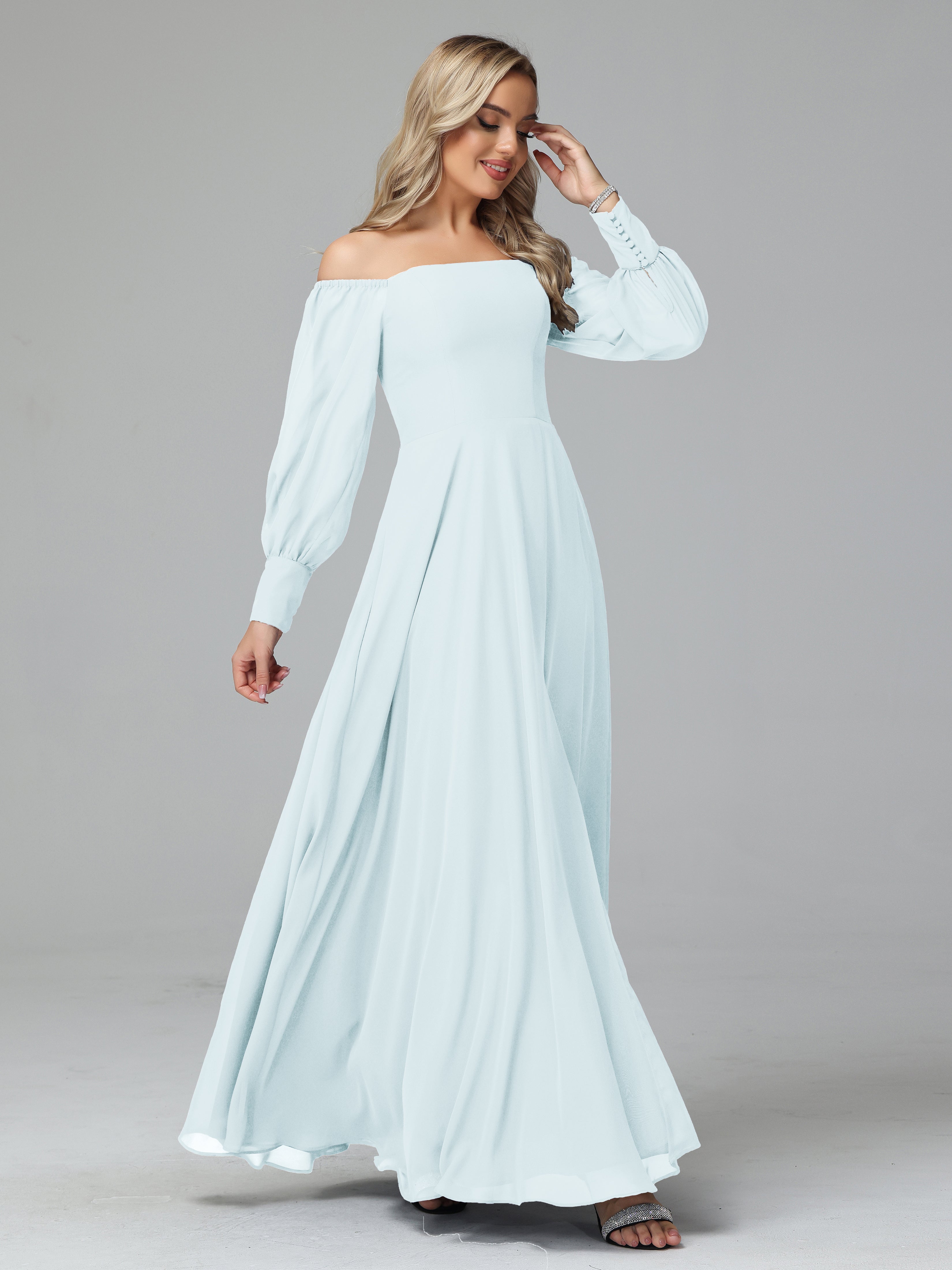 Mirabelle Long Sleeves Off Shoulder Chiffon Bridesmaid Dresses