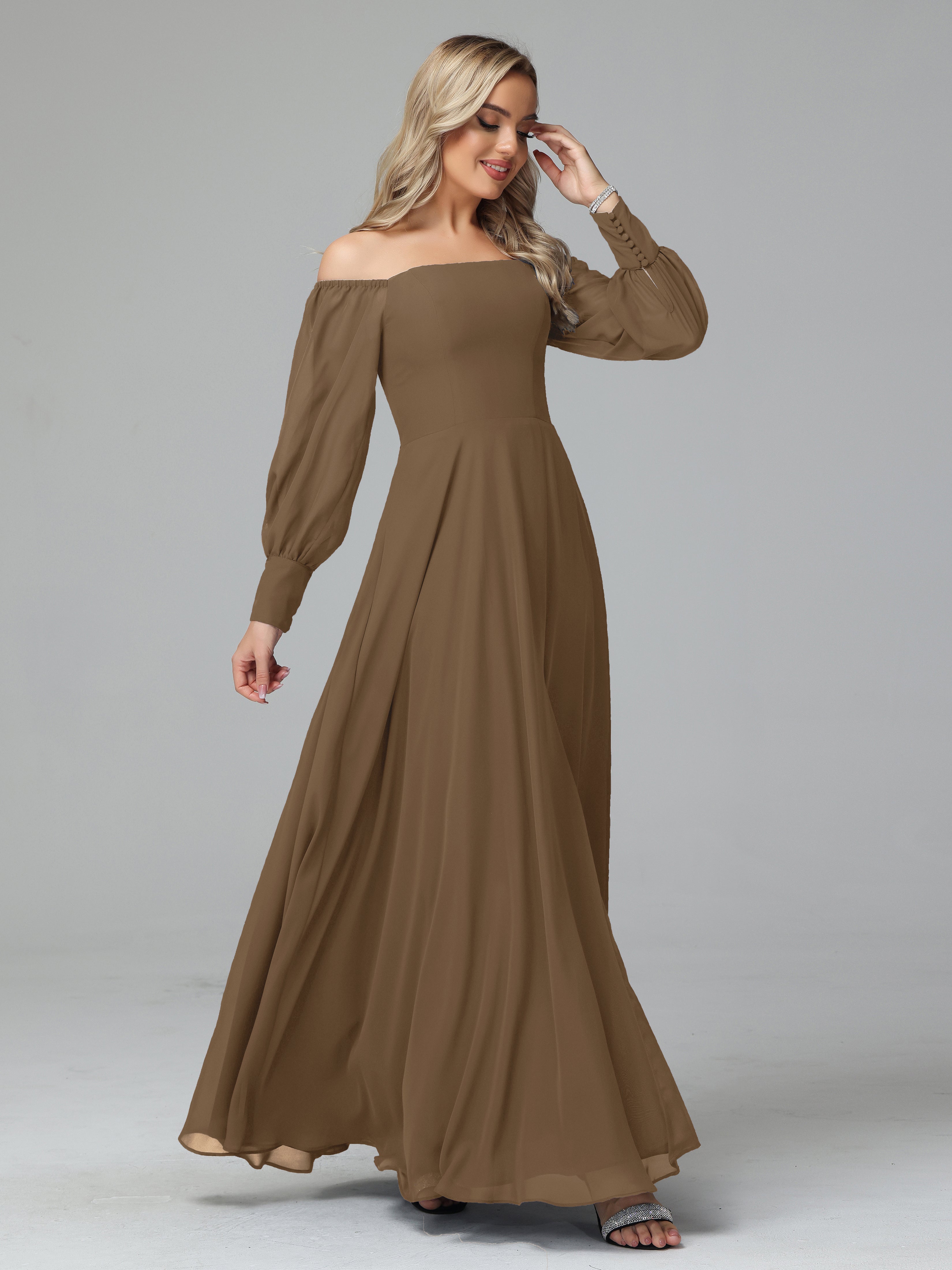 Mirabelle Long Sleeves Off Shoulder Chiffon Bridesmaid Dresses