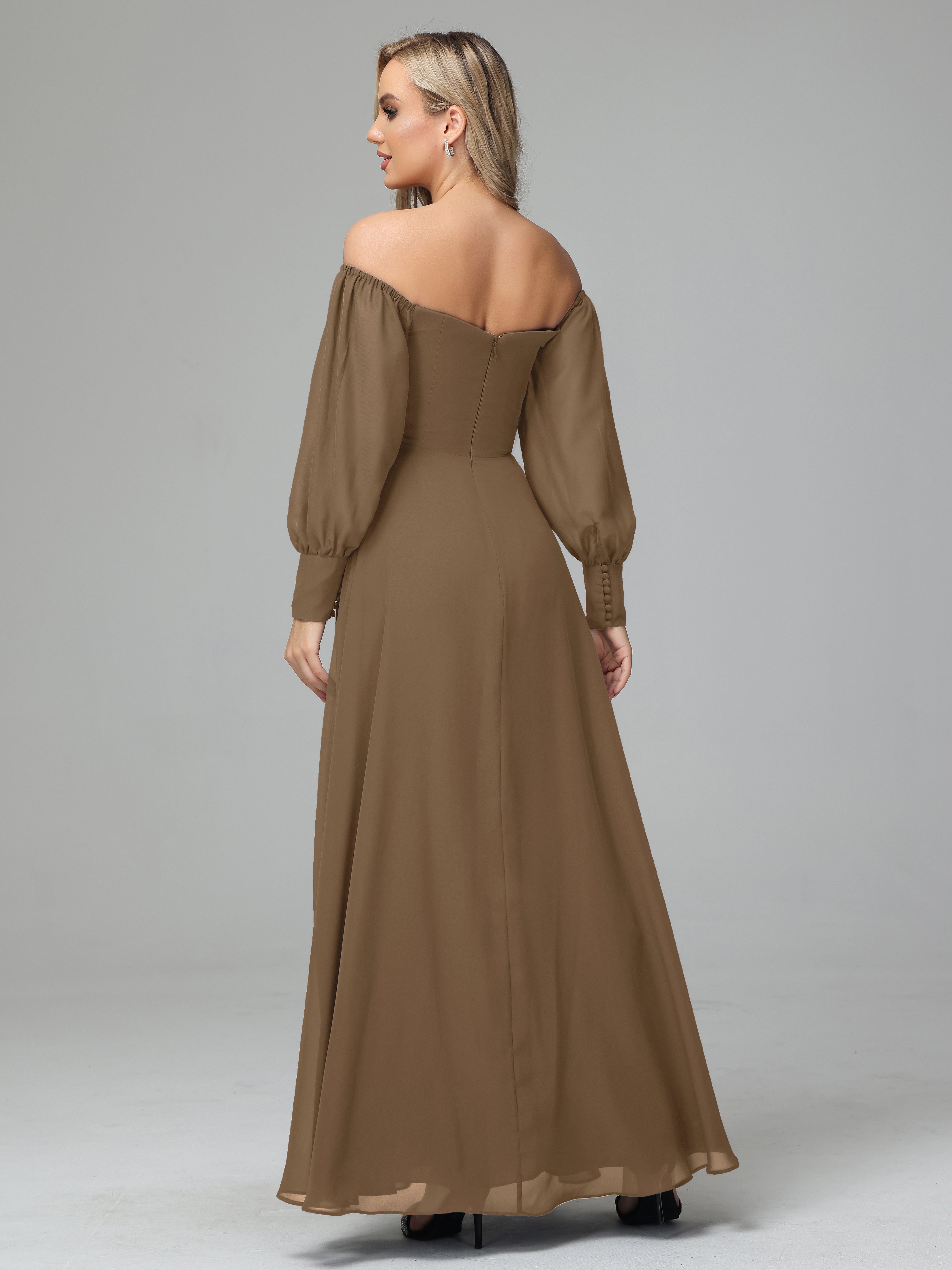 Mirabelle Long Sleeves Off Shoulder Chiffon Bridesmaid Dresses