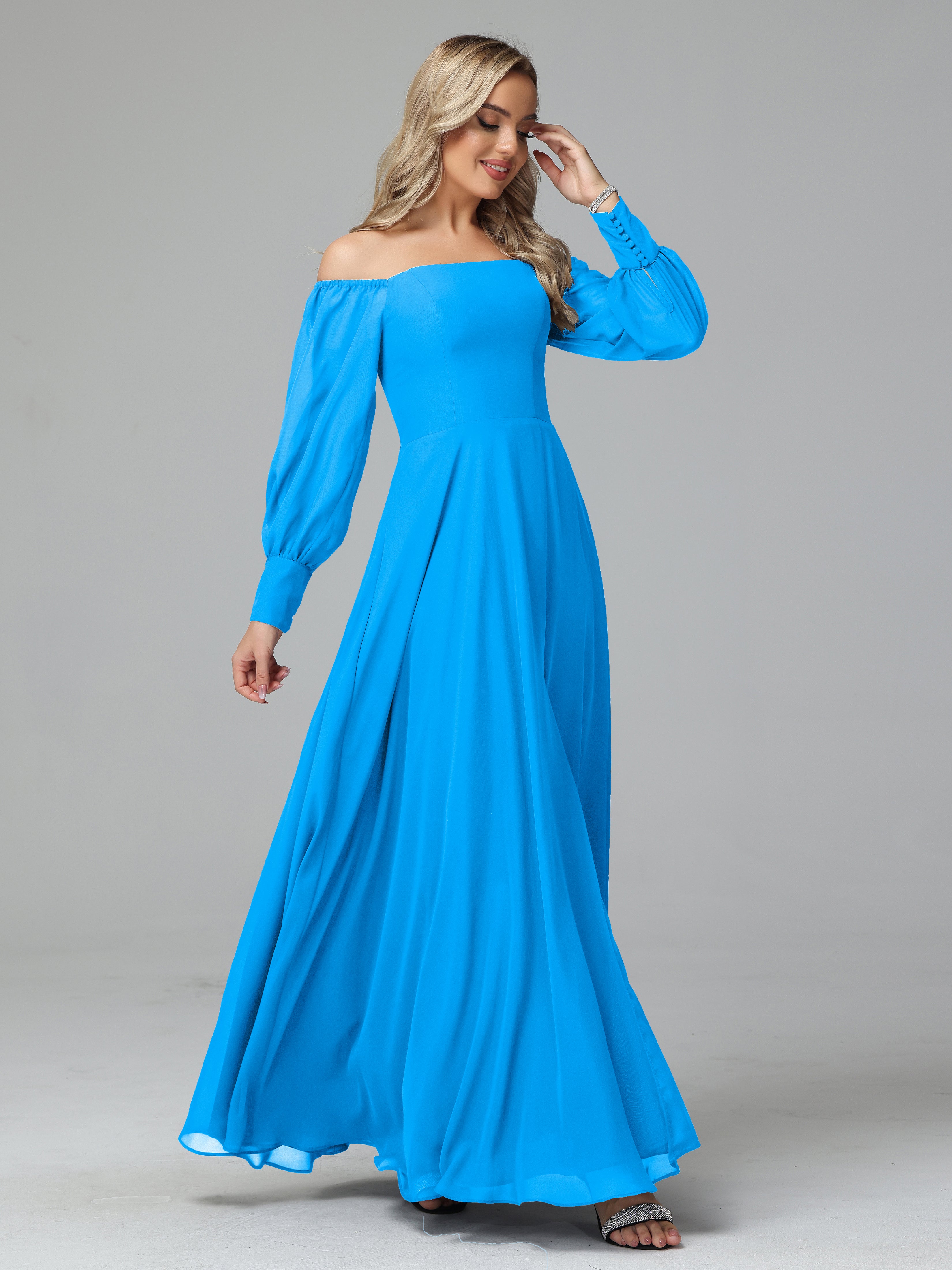 Mirabelle Long Sleeves Off Shoulder Chiffon Bridesmaid Dresses