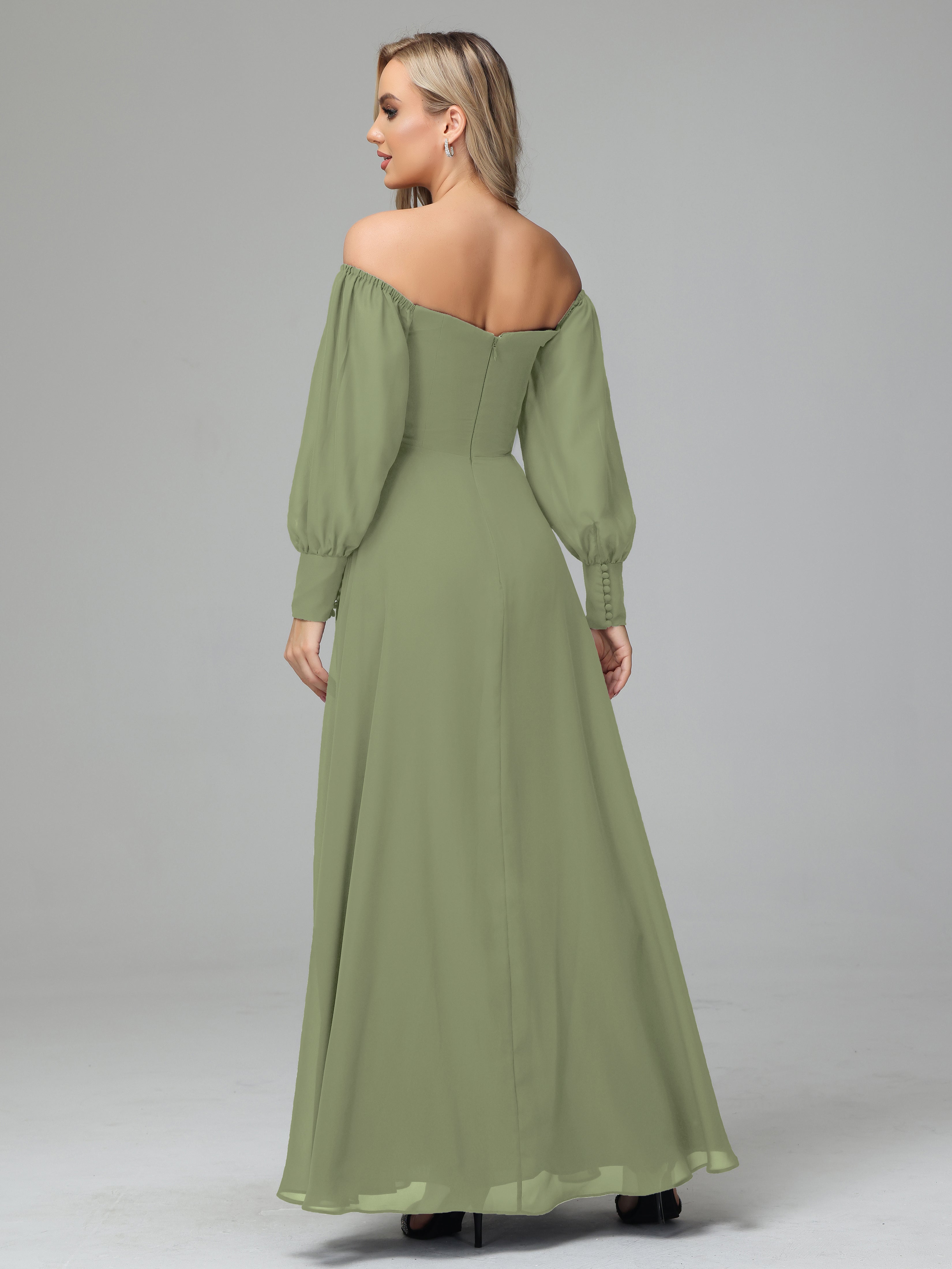 Mirabelle Long Sleeves Off Shoulder Chiffon Bridesmaid Dresses