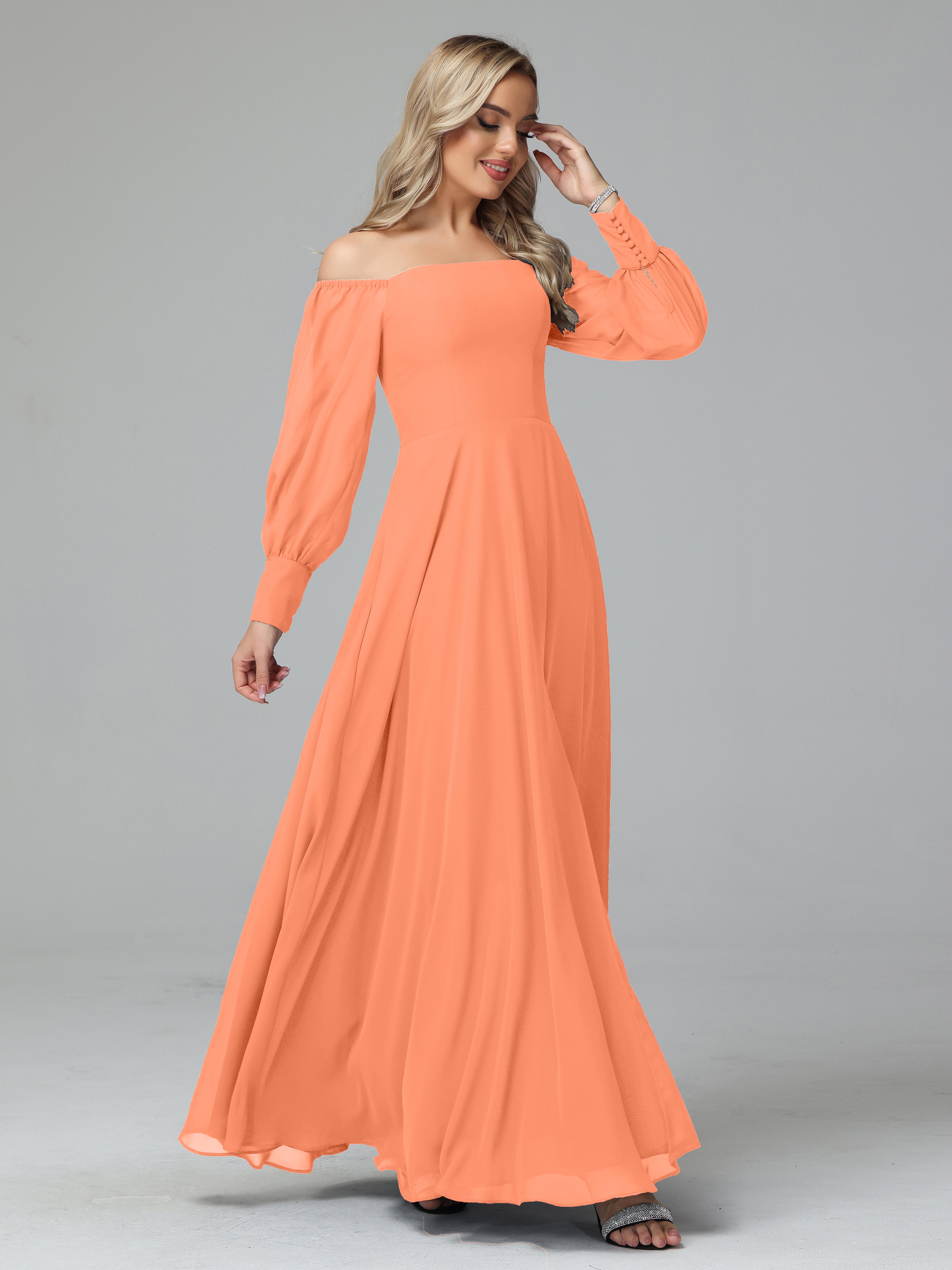 Mirabelle Long Sleeves Off Shoulder Chiffon Bridesmaid Dresses