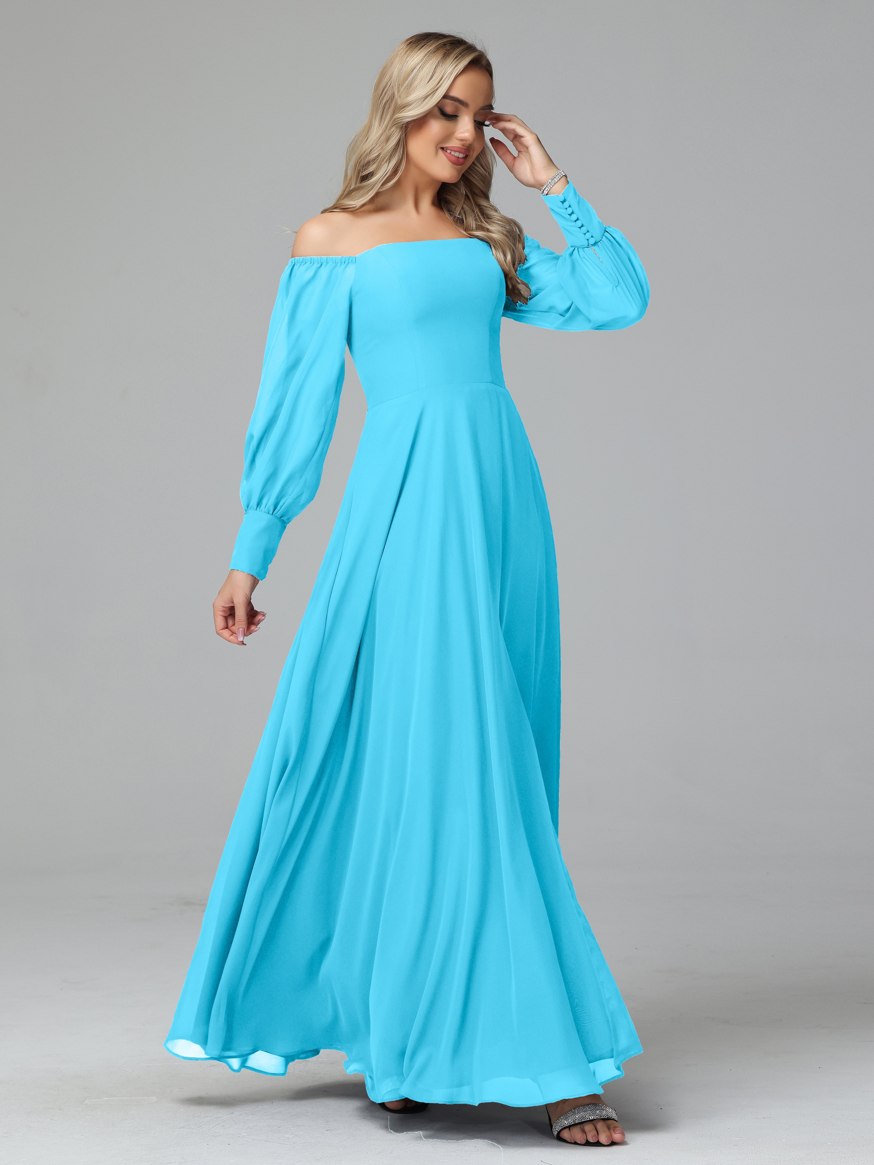 Mirabelle Long Sleeves Off Shoulder Chiffon Bridesmaid Dresses