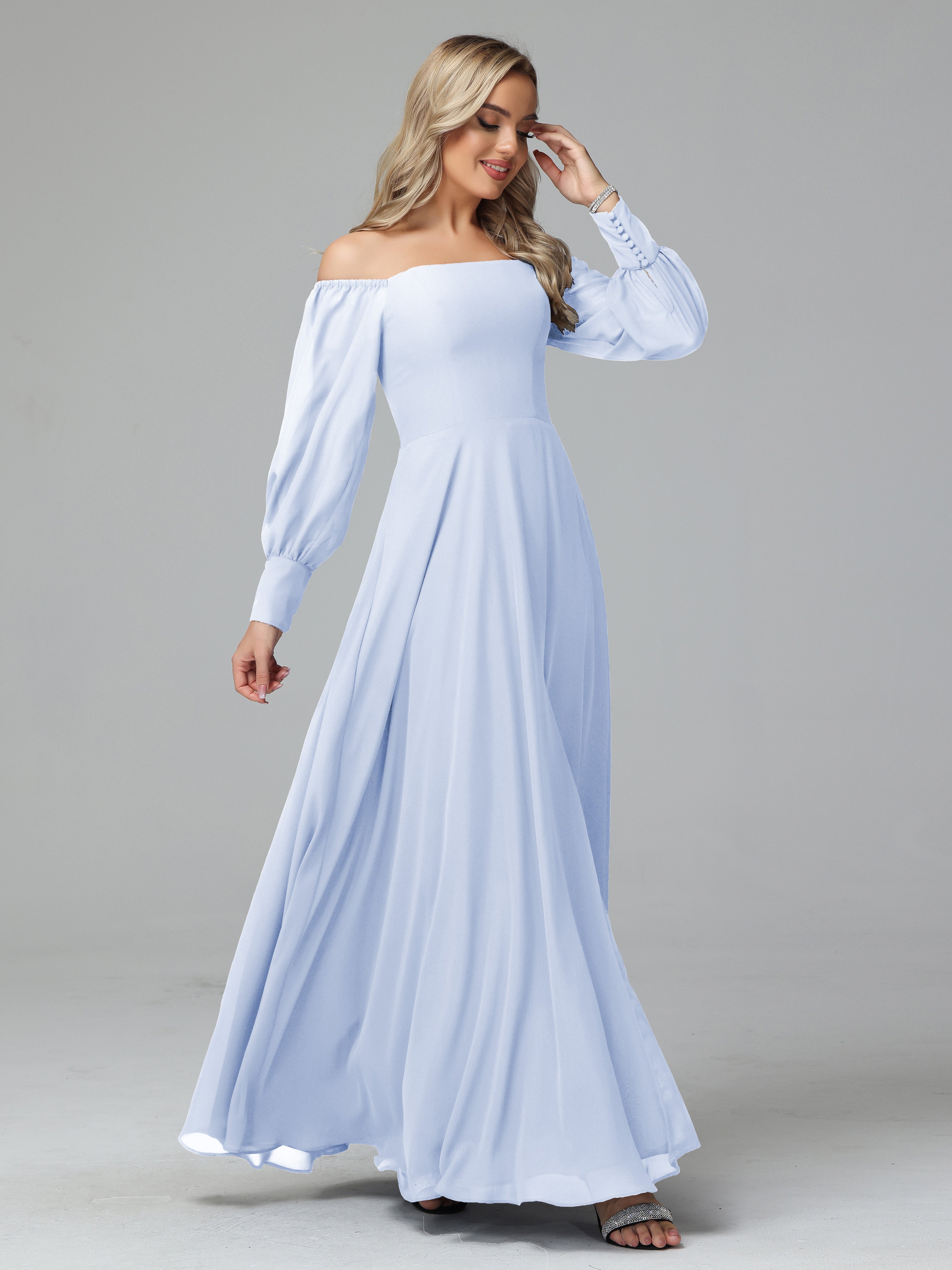 Mirabelle Long Sleeves Off Shoulder Chiffon Bridesmaid Dresses