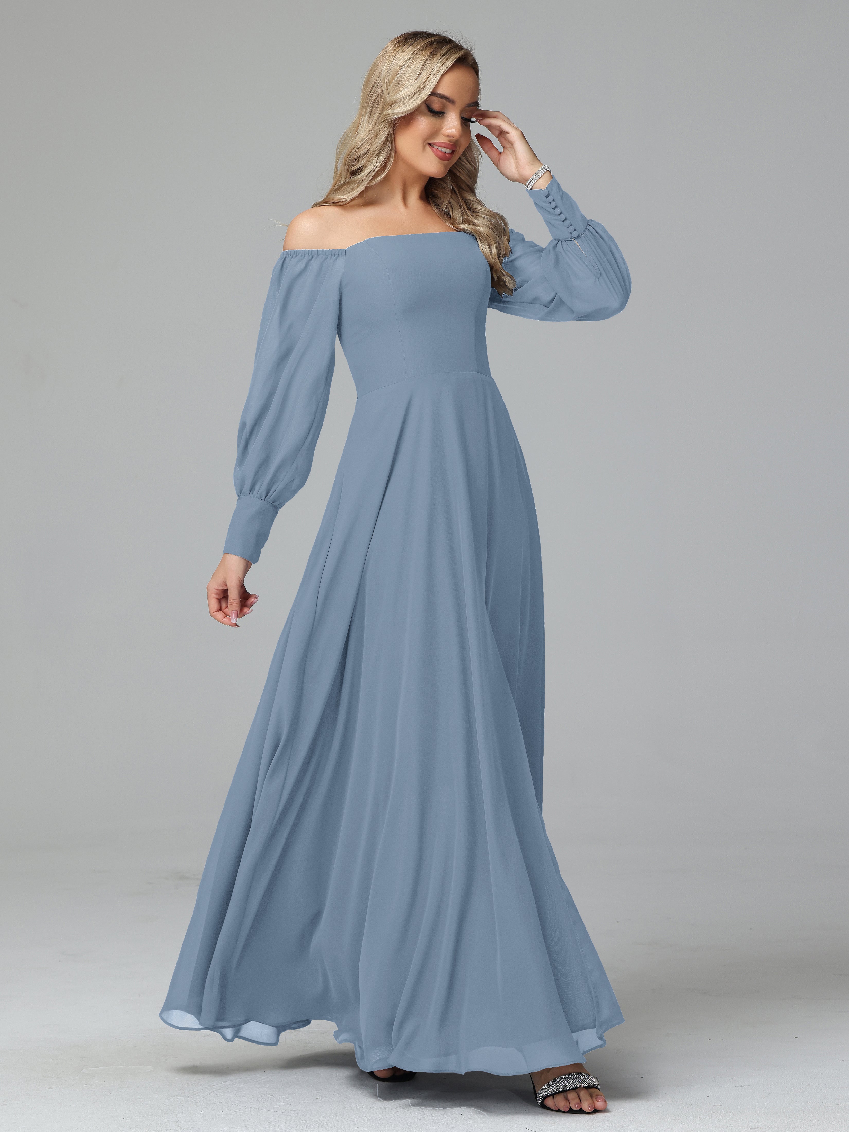 Mirabelle Long Sleeves Off Shoulder Chiffon Bridesmaid Dresses