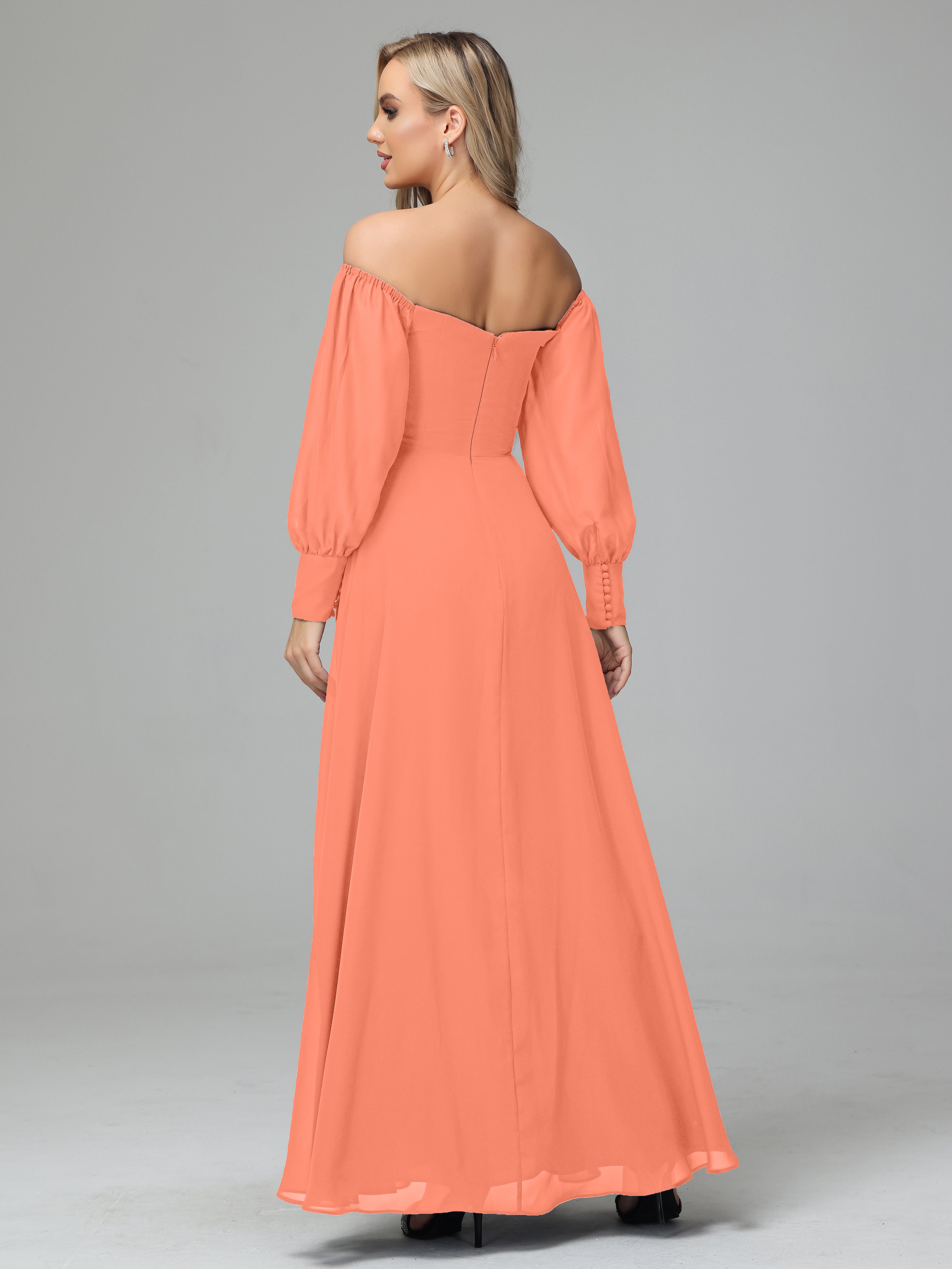 Mirabelle Long Sleeves Off Shoulder Chiffon Bridesmaid Dresses